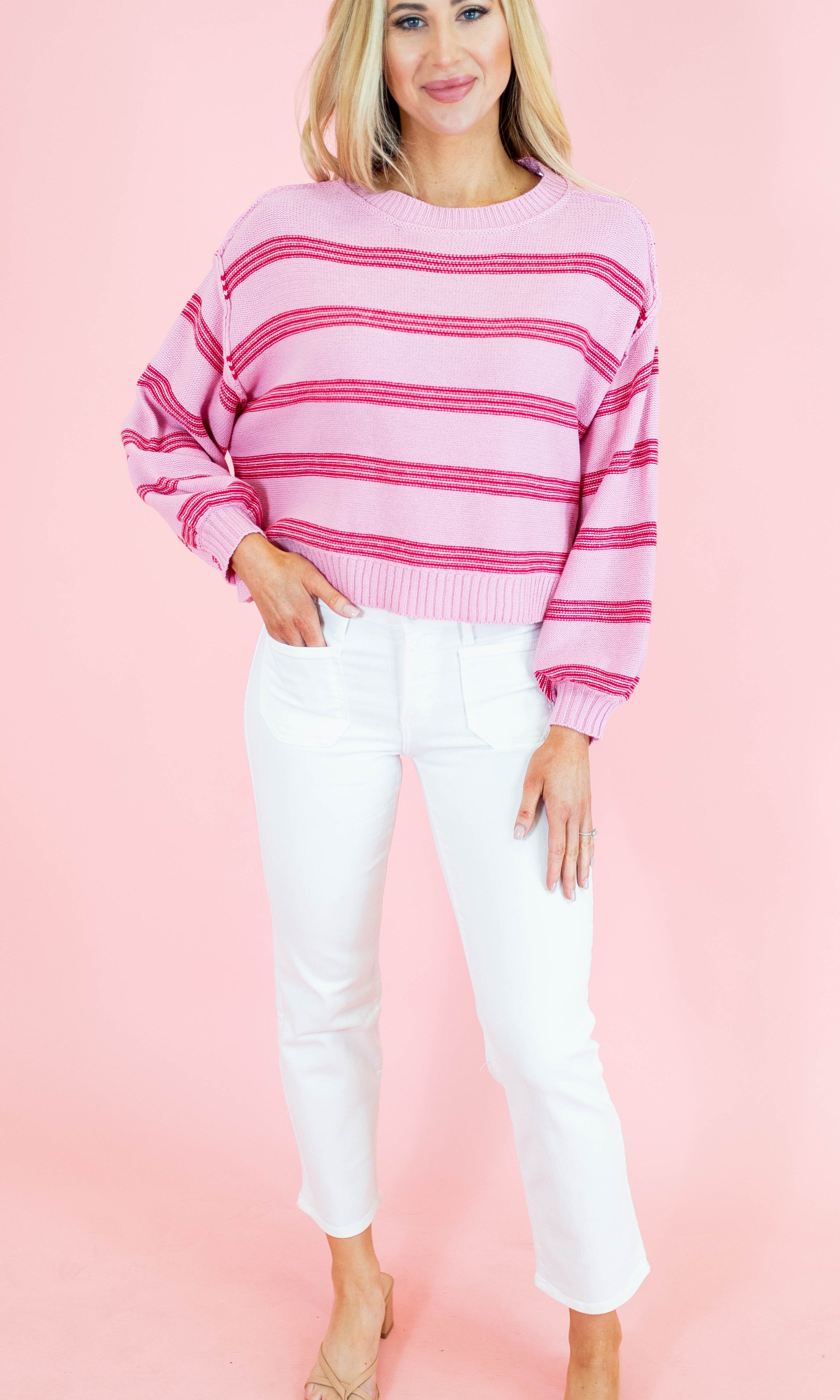 Soft Stripes Long Sleeve Pullover Sweater - Obsession Boutique