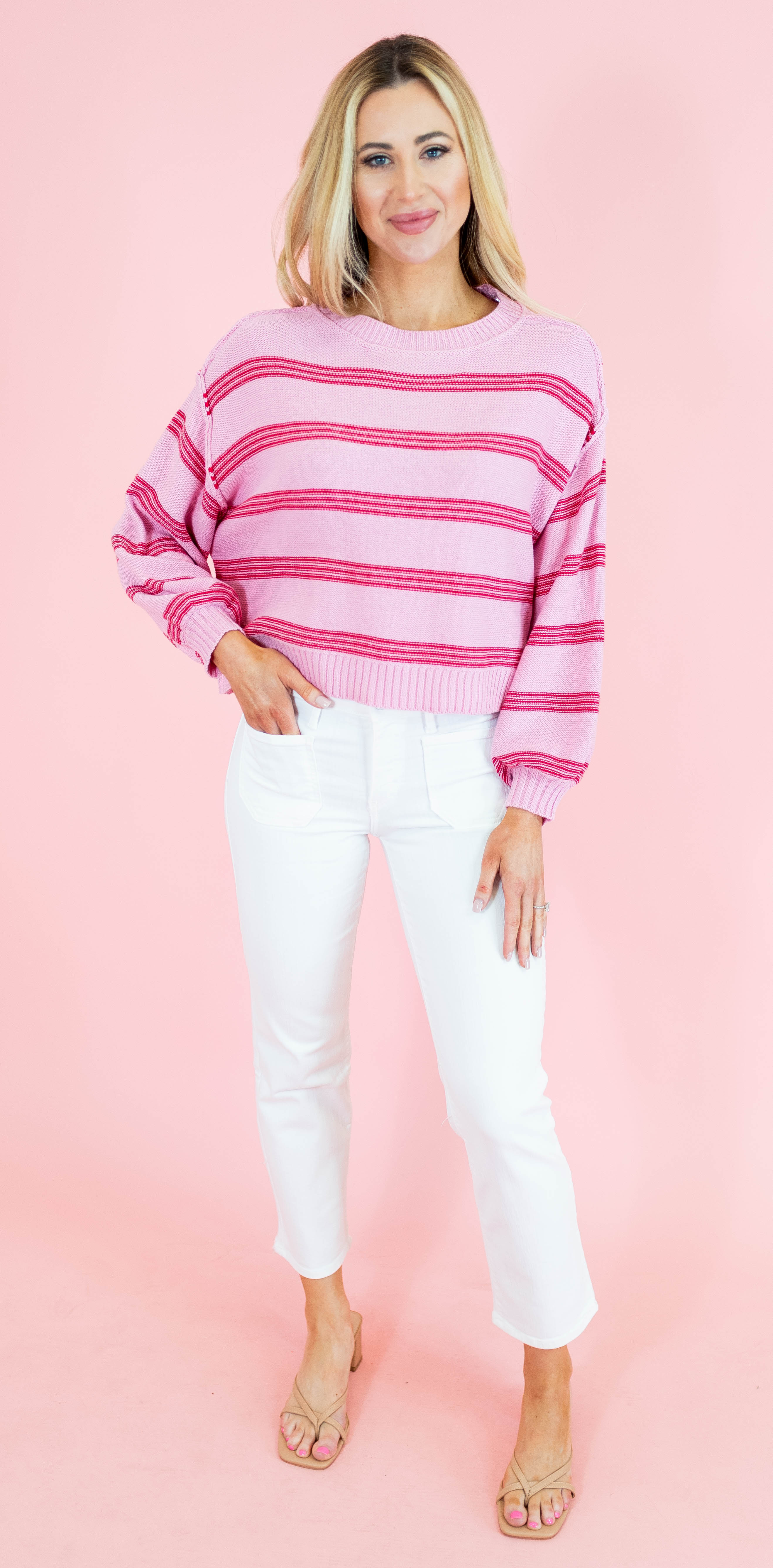 Soft Stripes Long Sleeve Pullover Sweater - Obsession Boutique