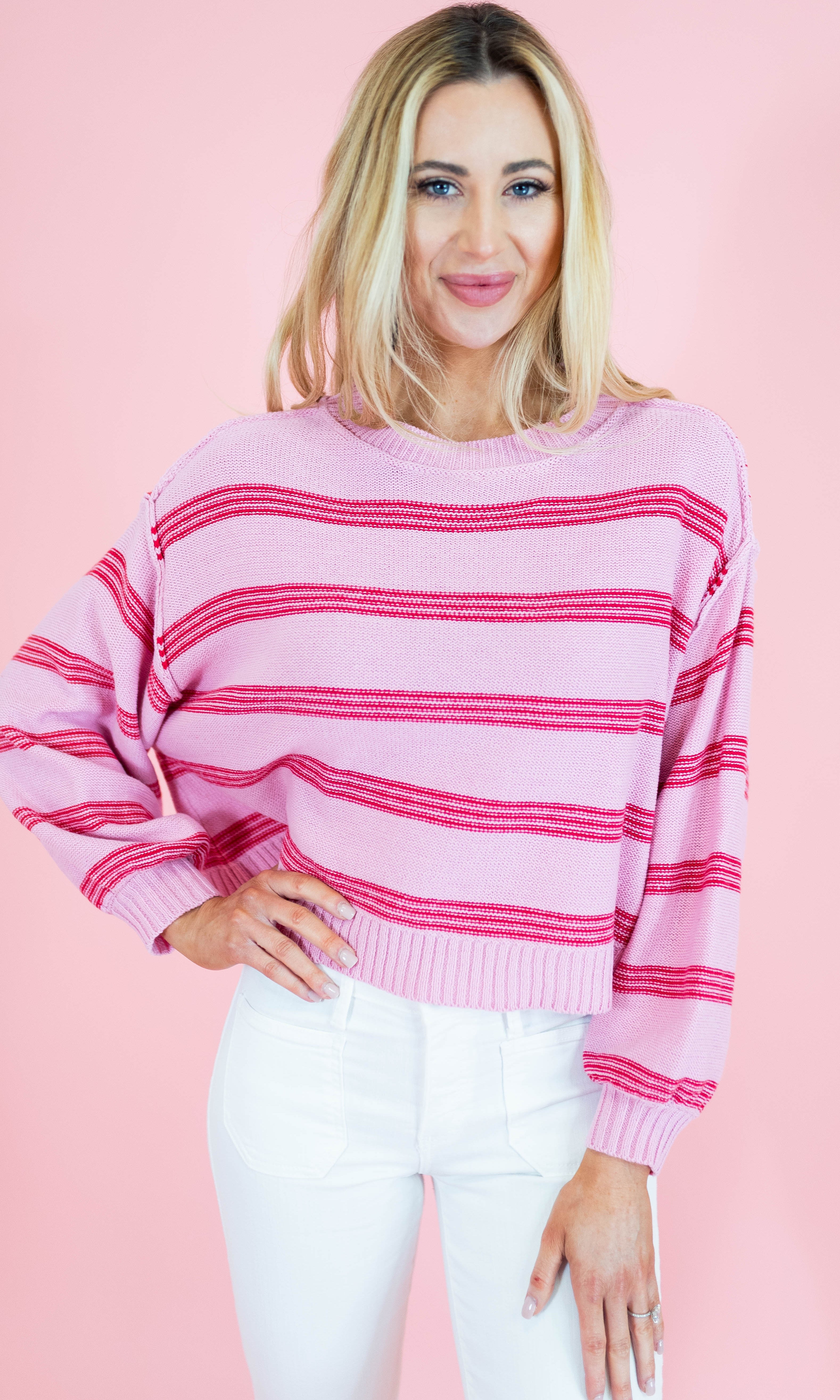 Soft Stripes Long Sleeve Pullover Sweater - Obsession Boutique
