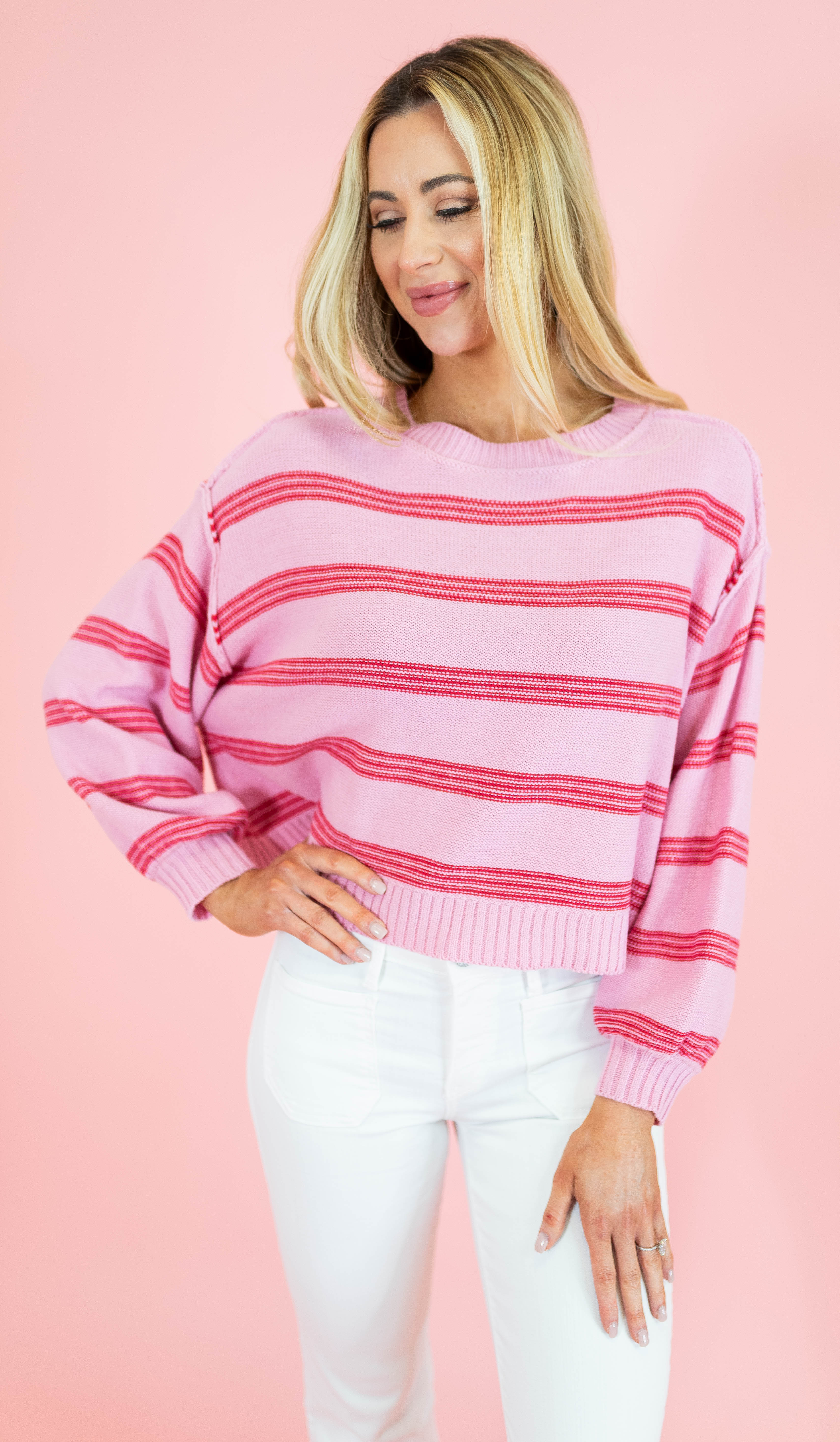 Soft Stripes Long Sleeve Pullover Sweater - Obsession Boutique