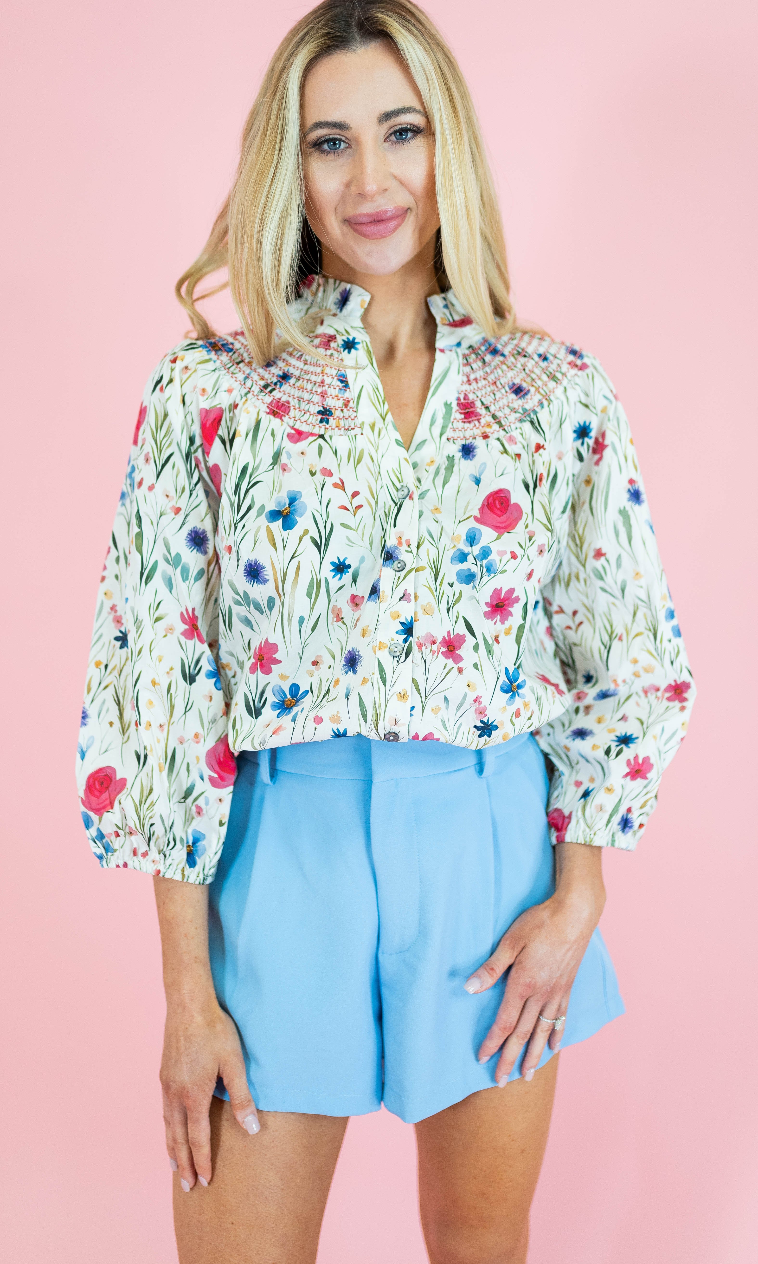 The Brielle Floral Top - Pink - Obsession Boutique