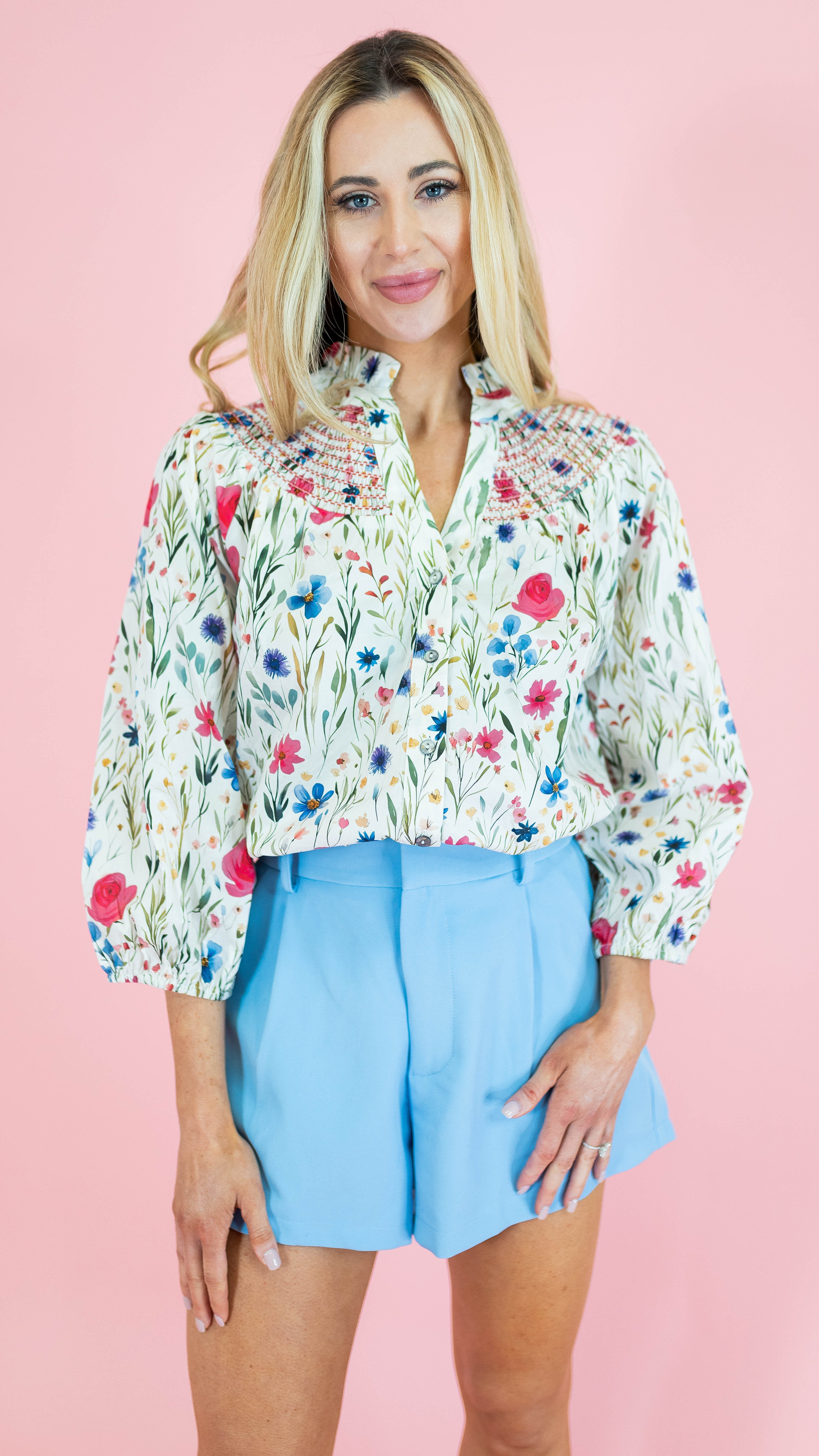 The Brielle Floral Top - Pink - Obsession Boutique