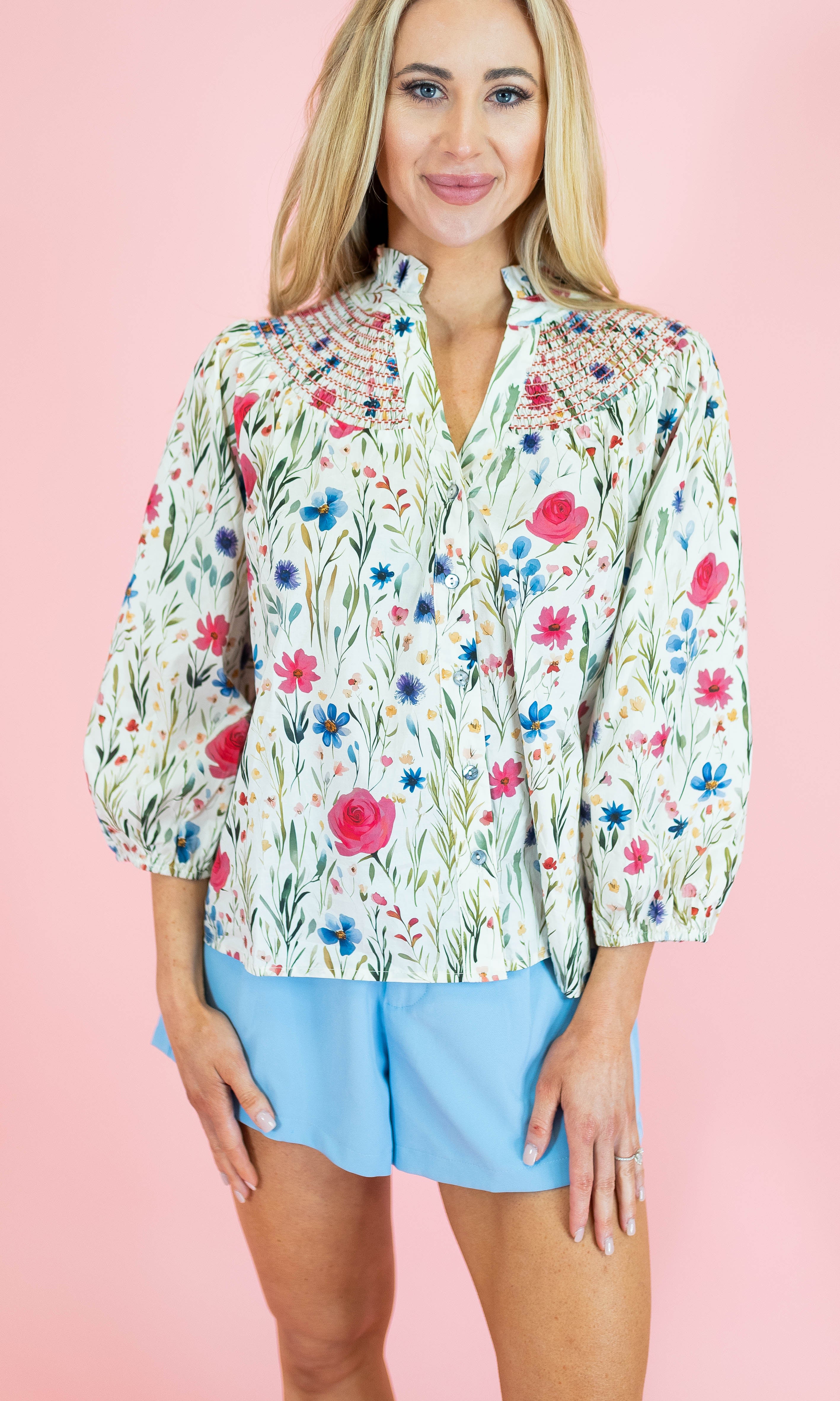 The Brielle Floral Top - Pink - Obsession Boutique