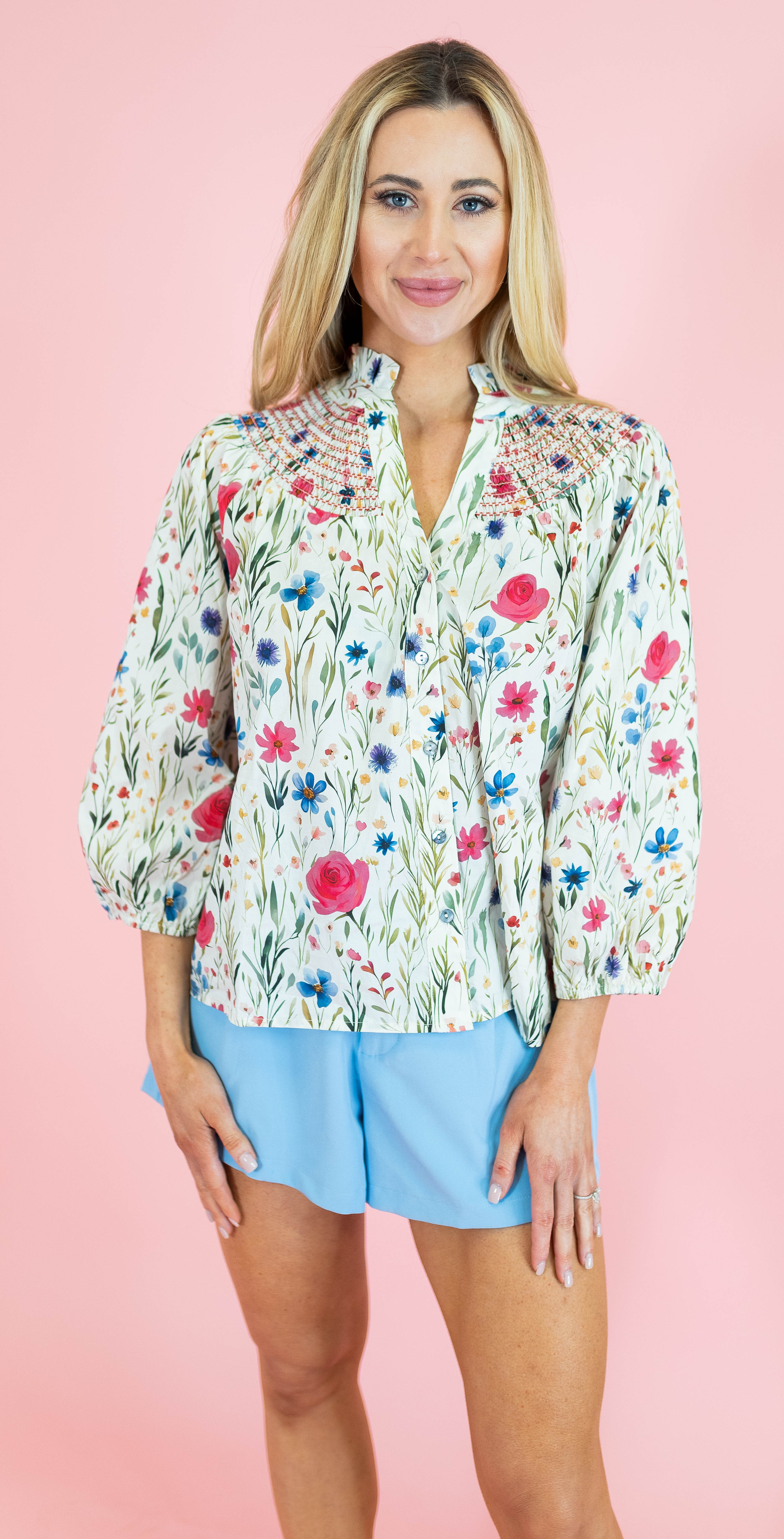The Brielle Floral Top - Pink - Obsession Boutique