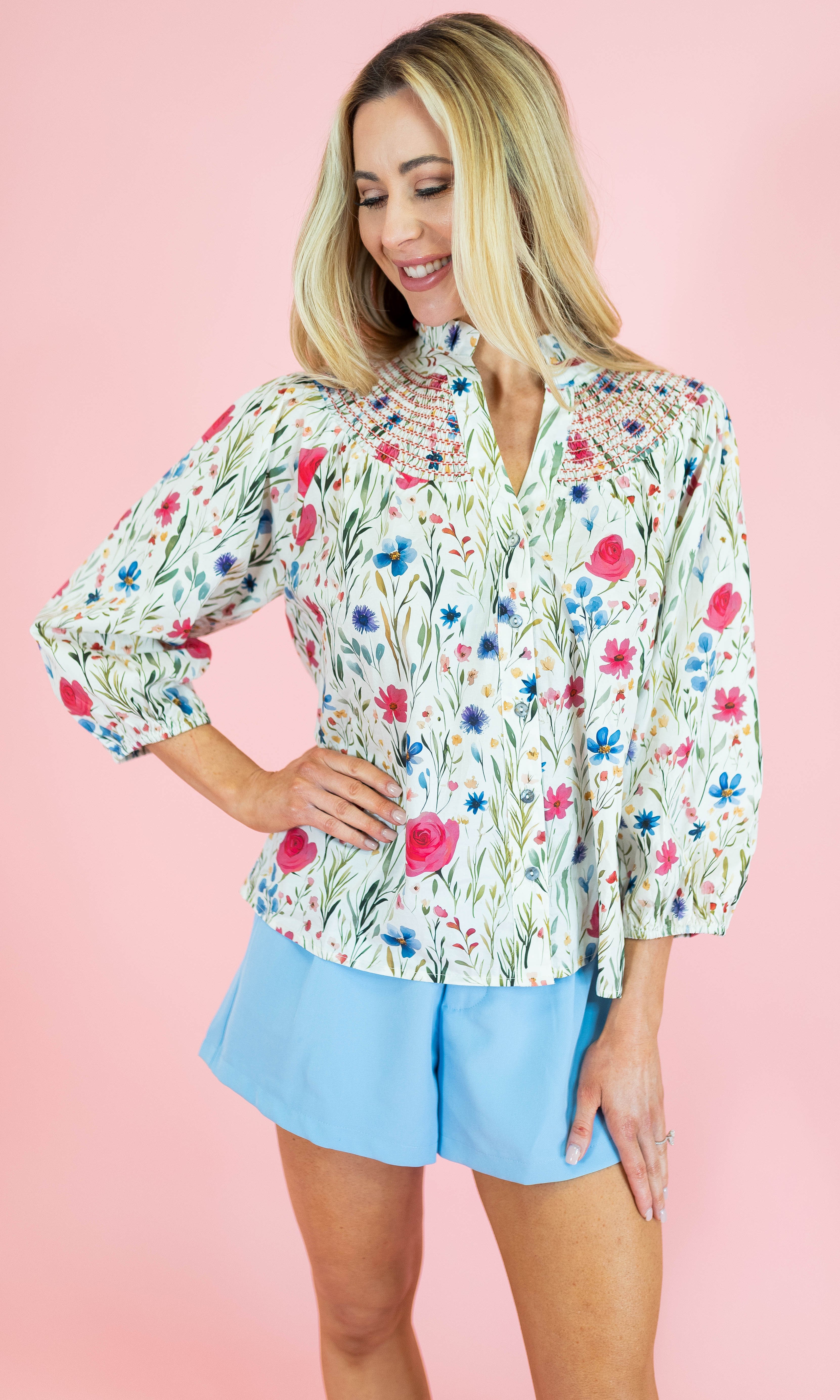 The Brielle Floral Top - Pink - Obsession Boutique