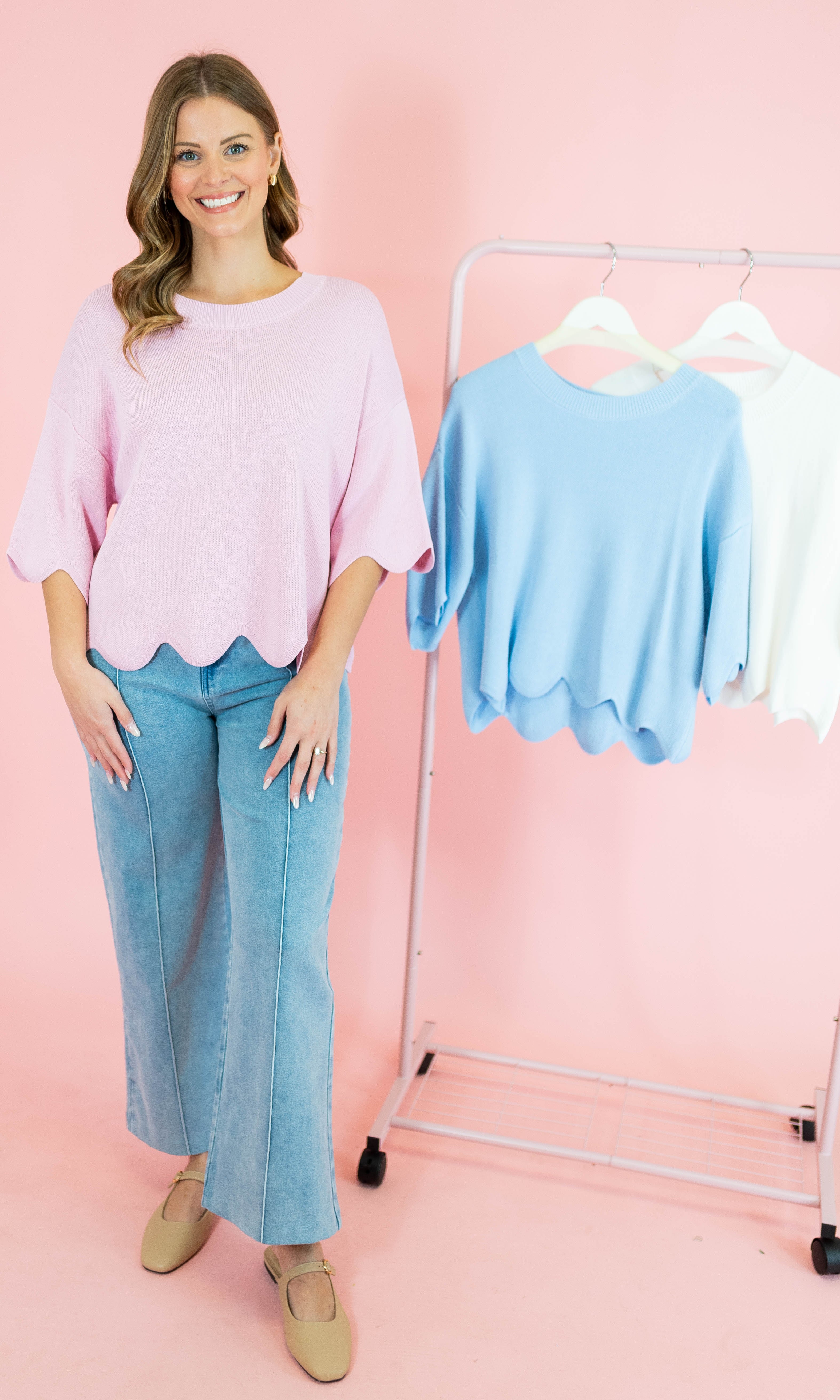 Heavy Knit Scallop Sweater Top - Obsession Boutique