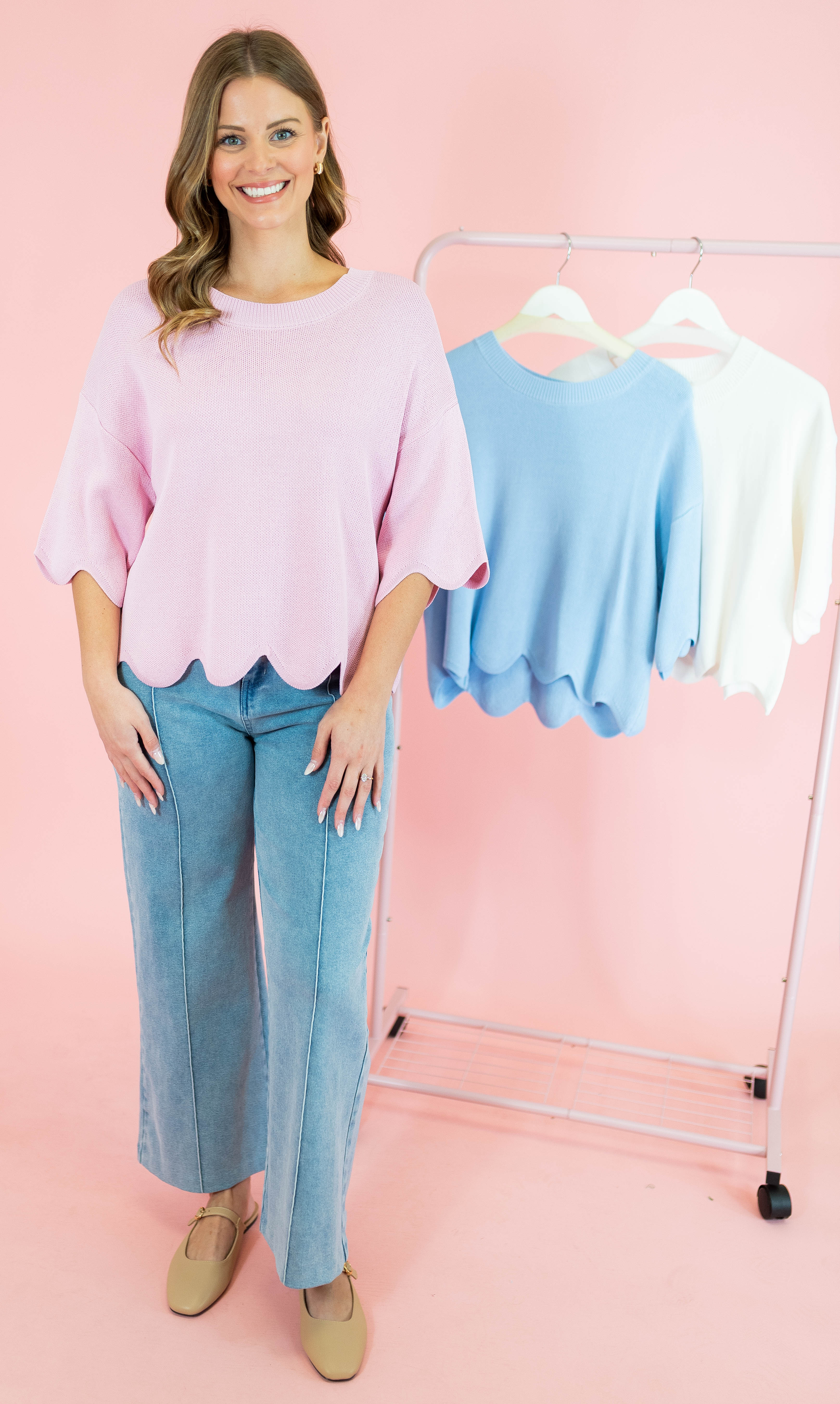 Heavy Knit Scallop Sweater Top - Obsession Boutique