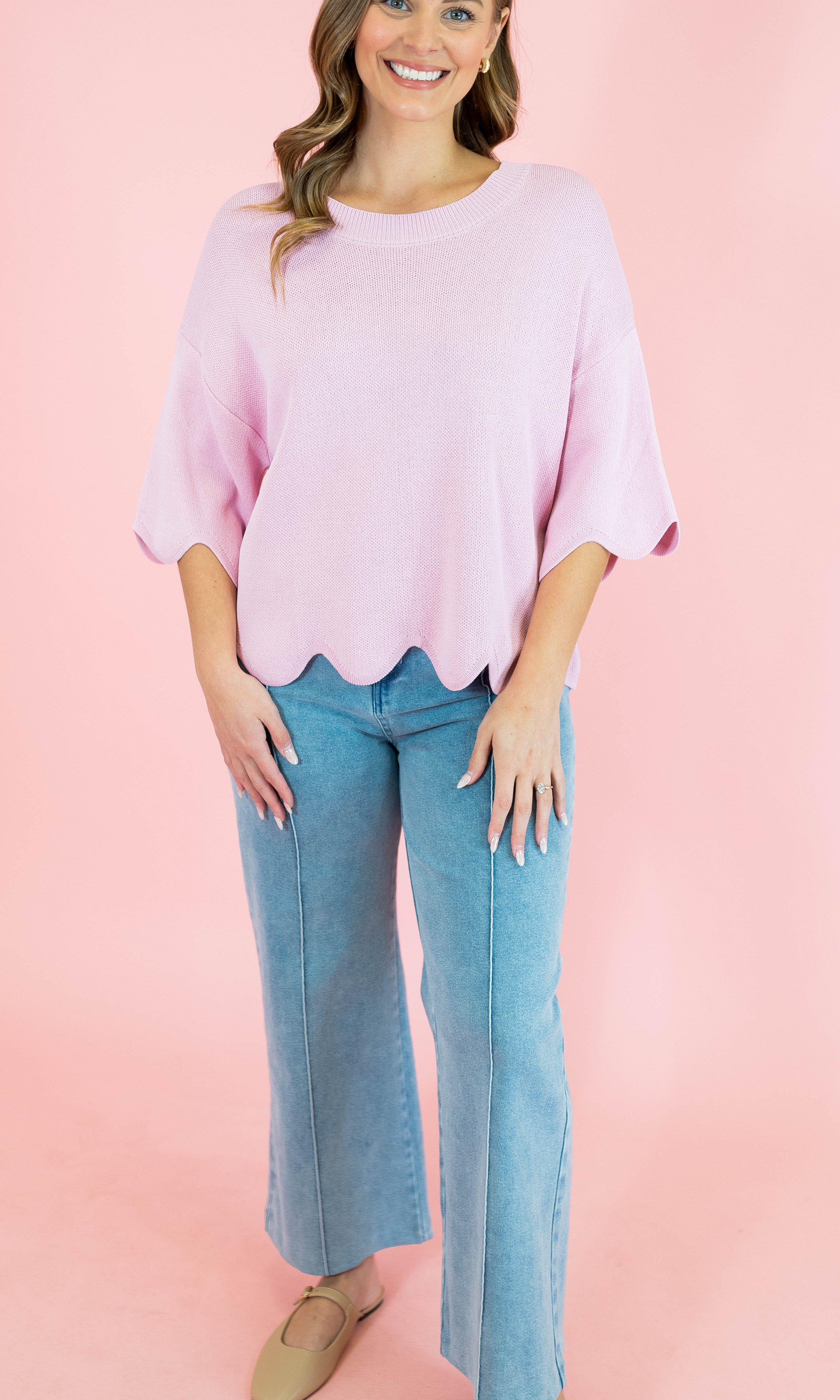 Heavy Knit Scallop Sweater Top - Obsession Boutique