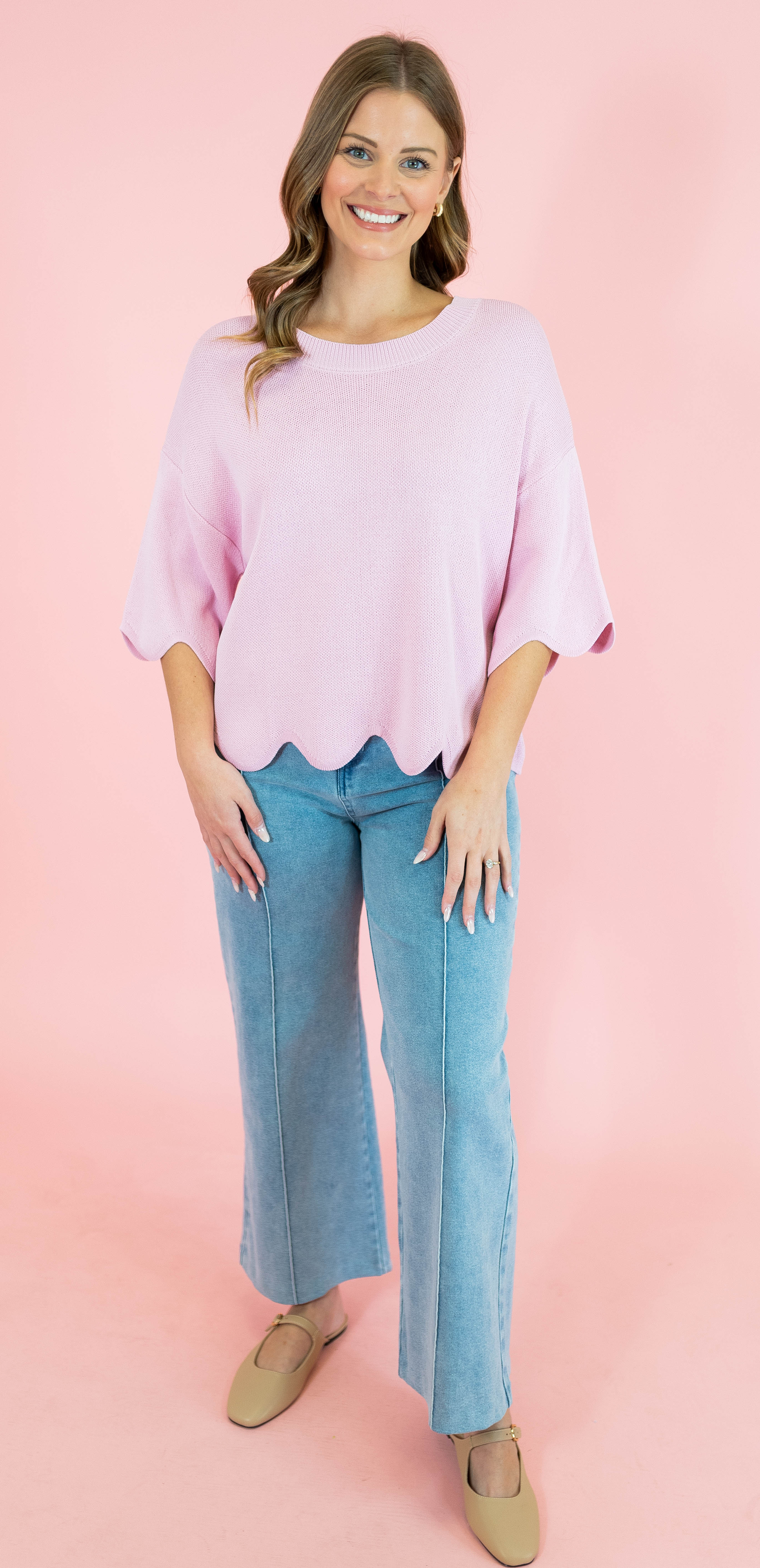 Heavy Knit Scallop Sweater Top - Obsession Boutique