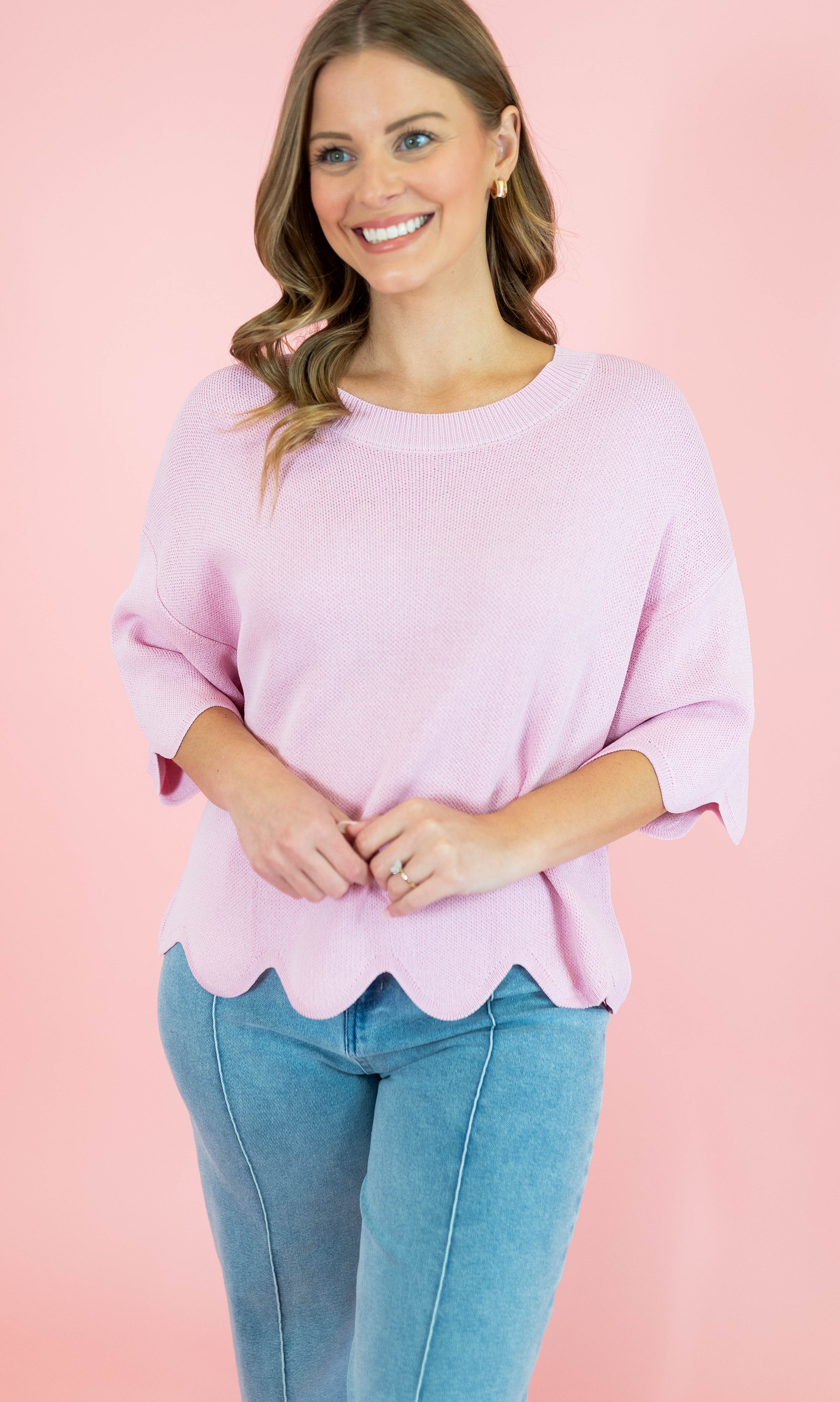 Heavy Knit Scallop Sweater Top - Obsession Boutique
