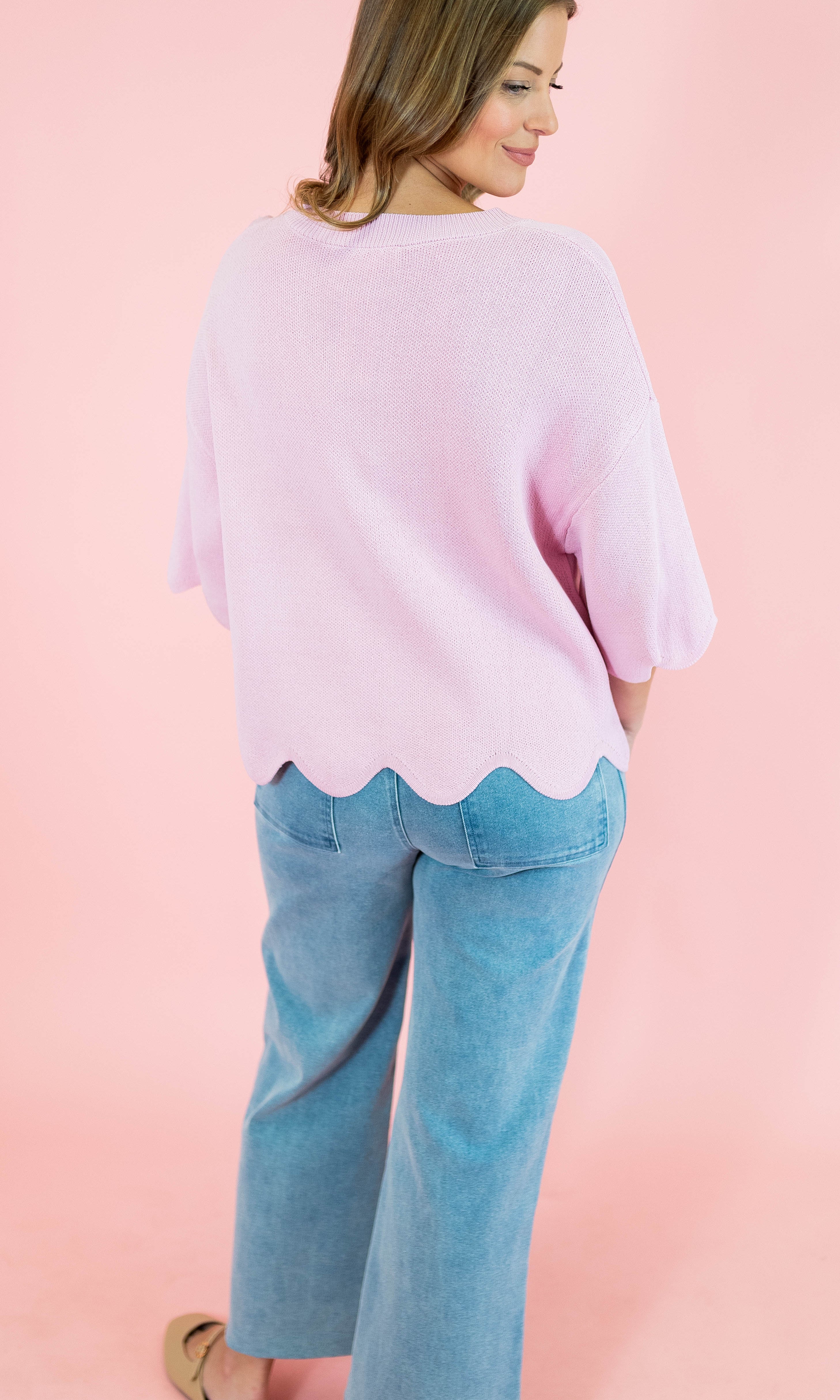 Heavy Knit Scallop Sweater Top - Obsession Boutique
