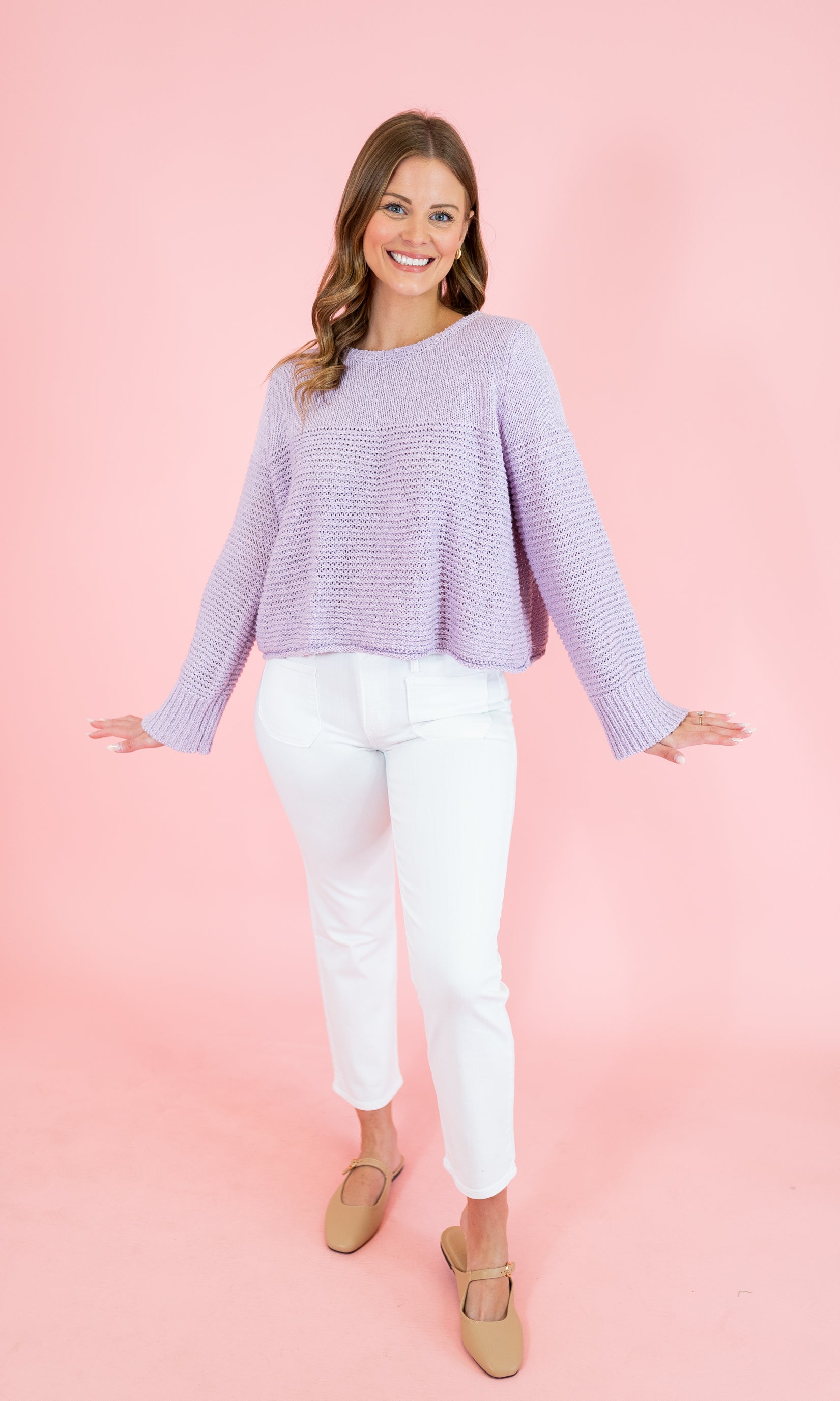 Mixed Rib Knit Long Sleeve Sweater - Obsession Boutique