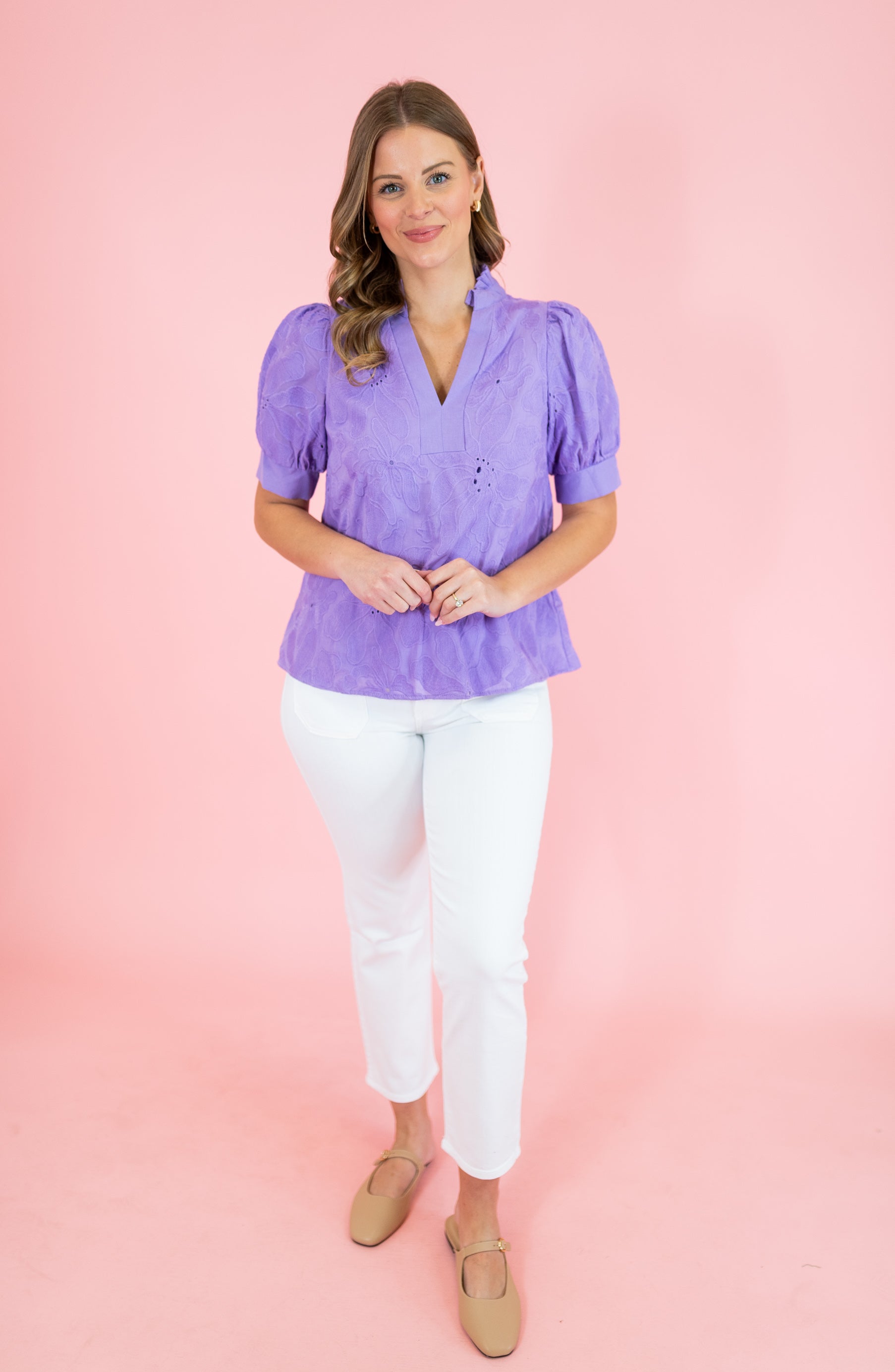 The Spring Bloom Embroidered Puff Sleeve Top - Obsession Boutique