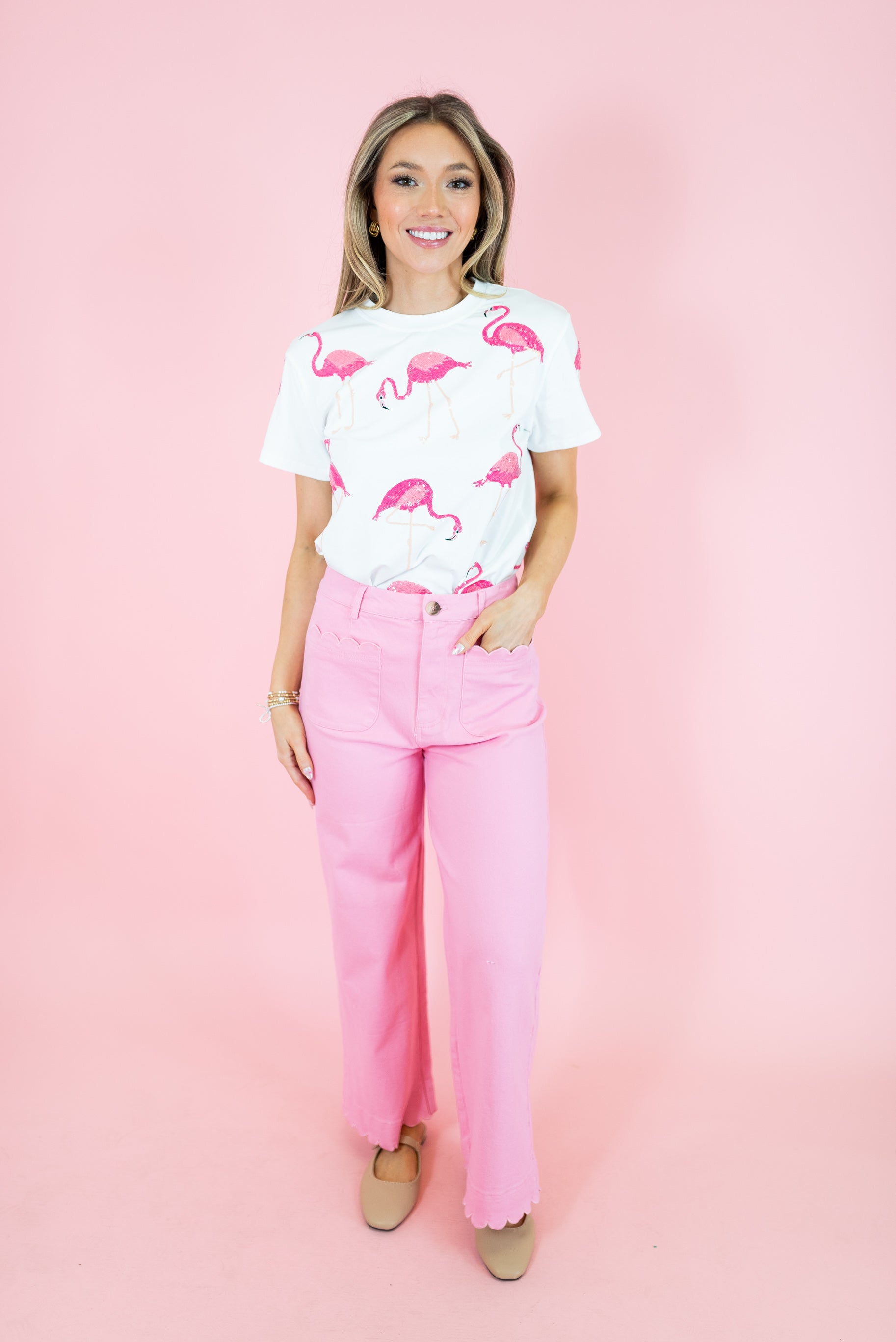 Flamingo Sequin Shirt - Obsession Boutique