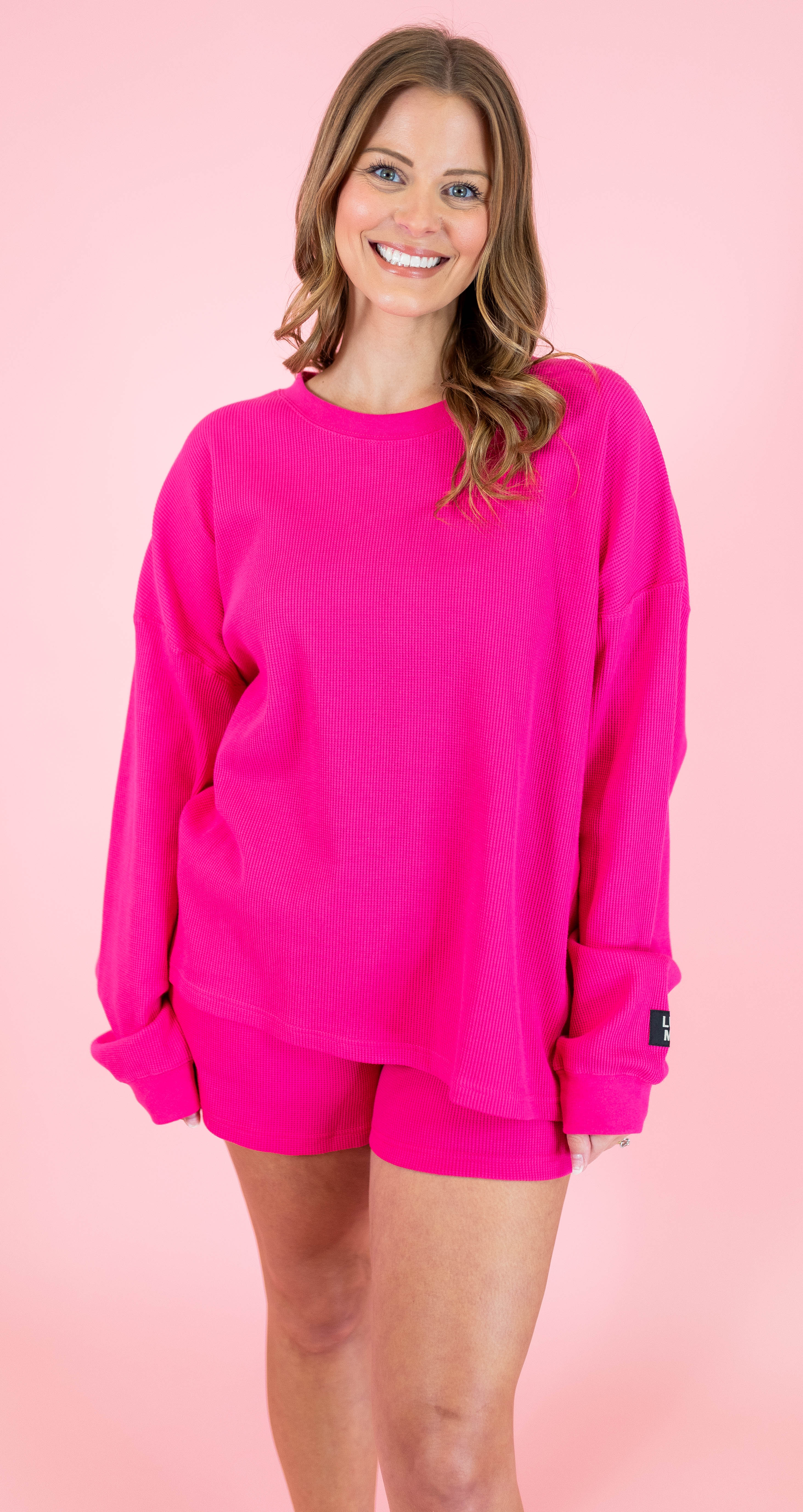 Lulu Mac: Waffle Top - Hot Pink - Obsession Boutique