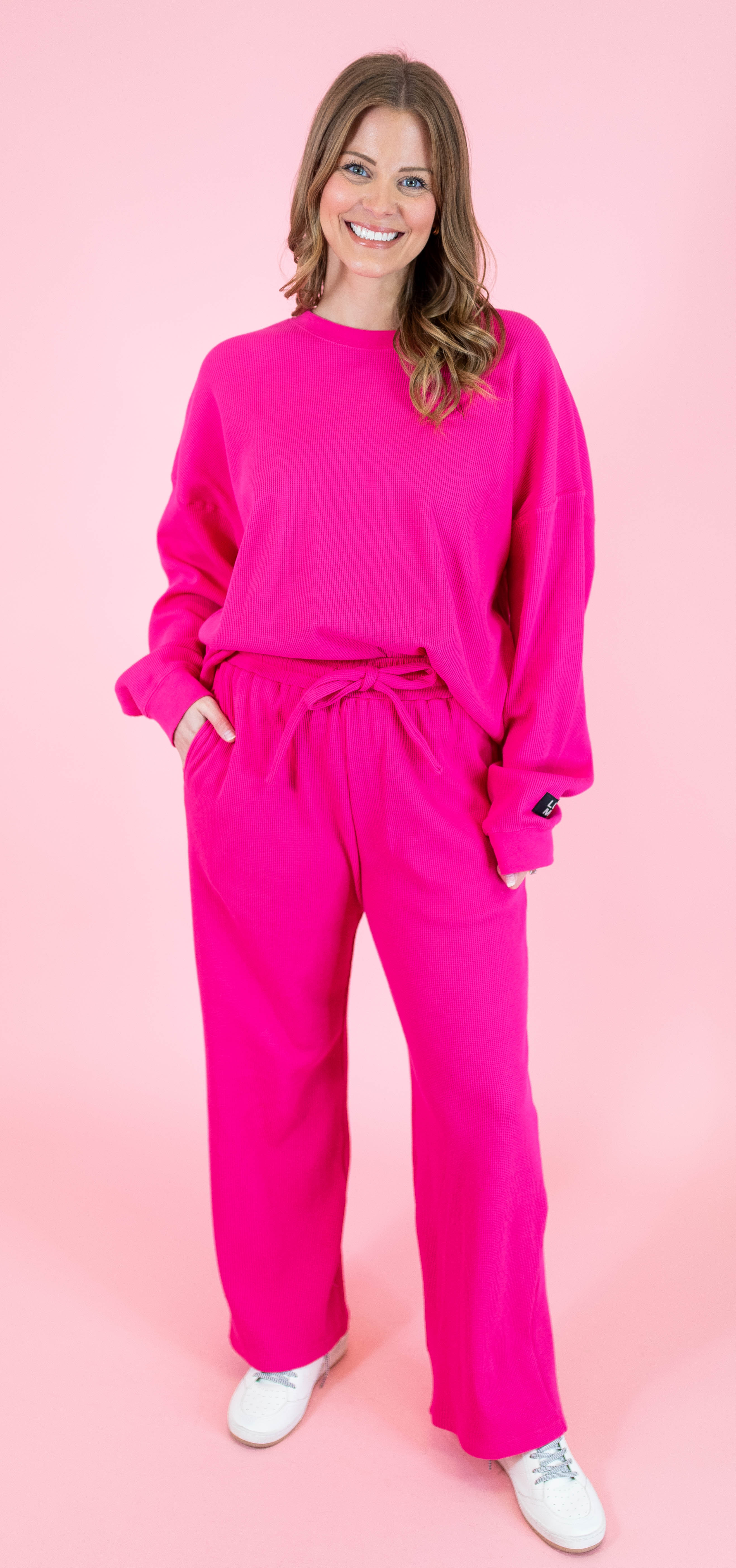 Lulu Mac: Waffle Pants - Hot Pink - Obsession Boutique