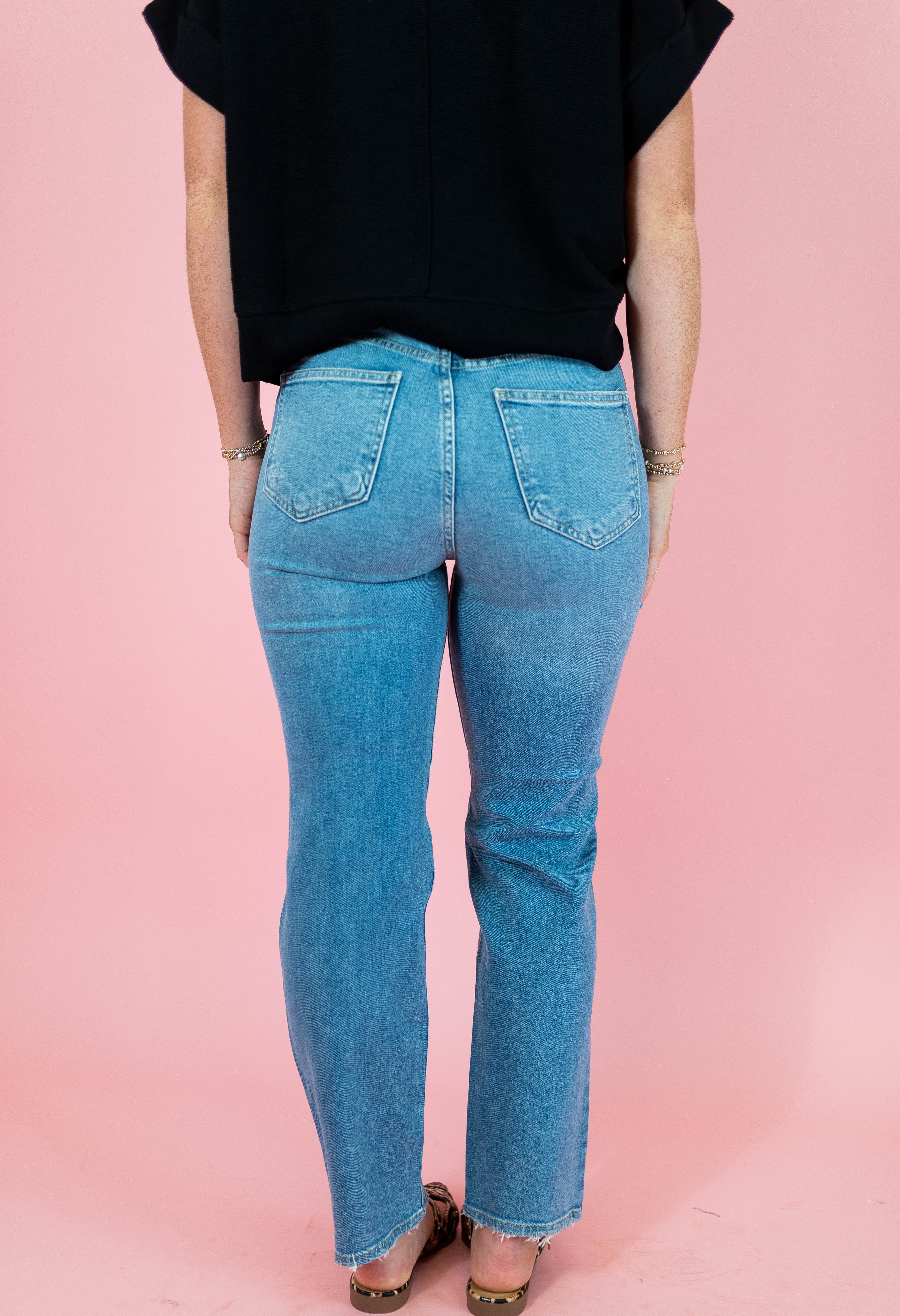 High Rise Distress Dad Jeans - Obsession Boutique