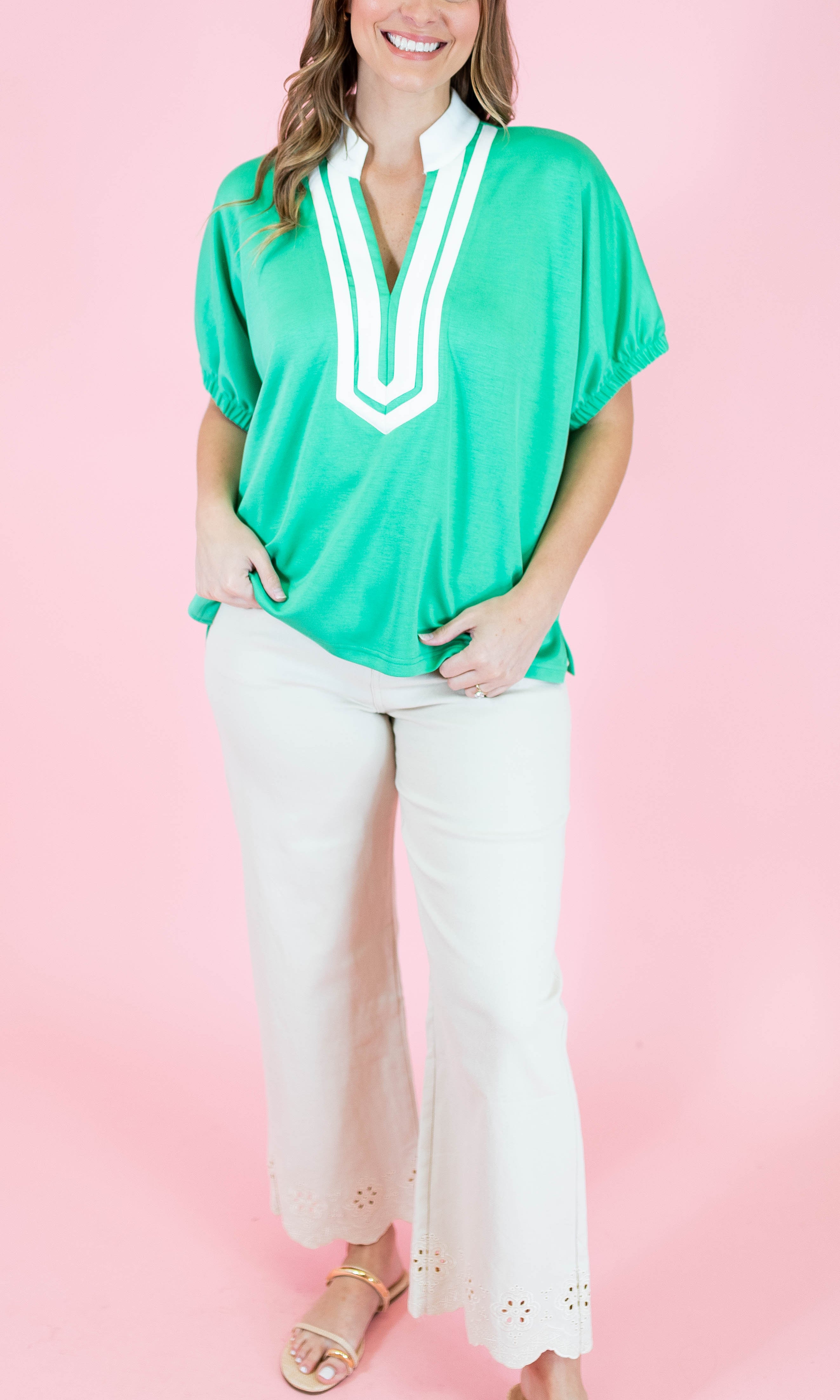 Scallop Eyelet Ankle Length Pants - Obsession Boutique