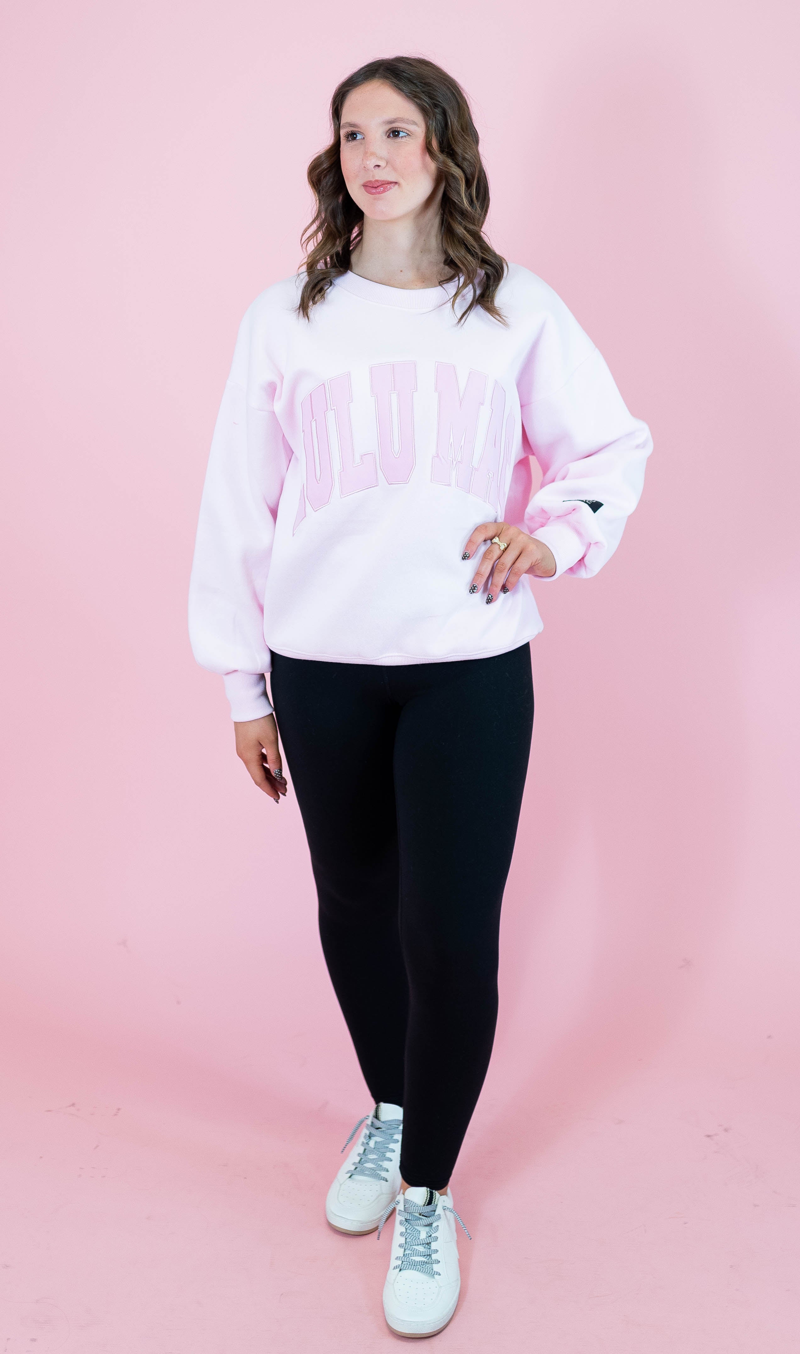 Lulu Mac: Mono Pink Embroidered Sweatshirt - Obsession Boutique