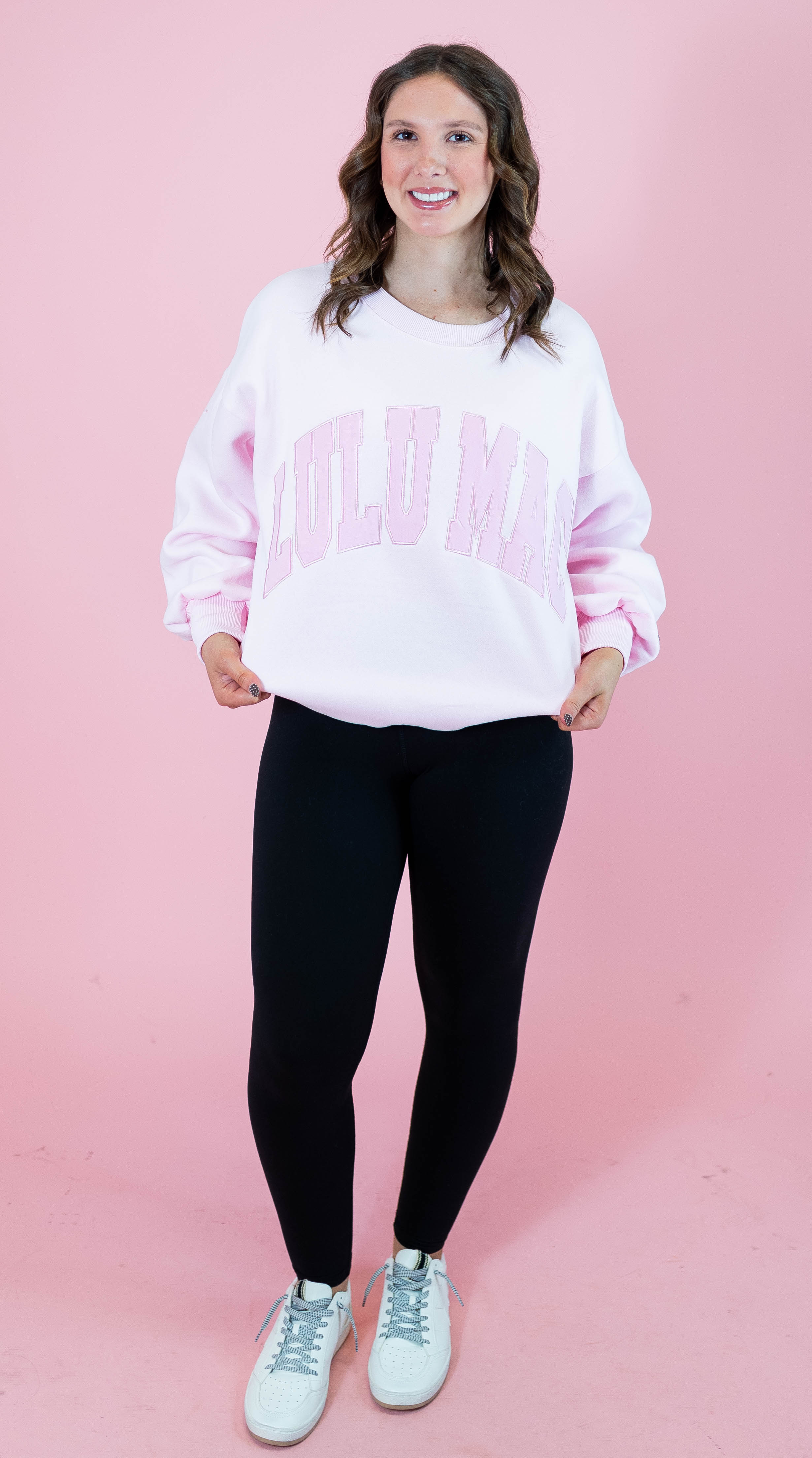 Lulu Mac: Mono Pink Embroidered Sweatshirt - Obsession Boutique