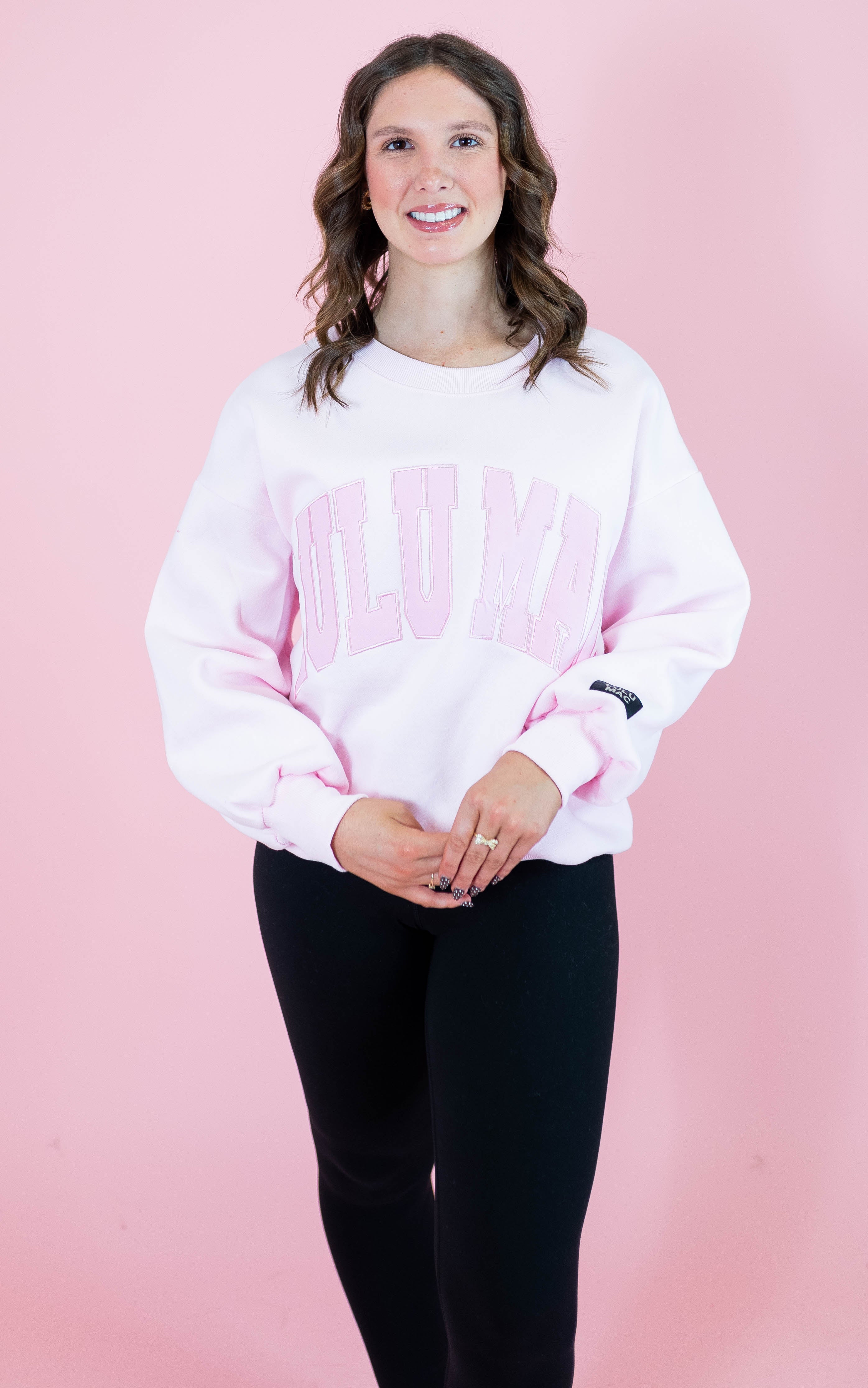 Lulu Mac: Mono Pink Embroidered Sweatshirt - Obsession Boutique