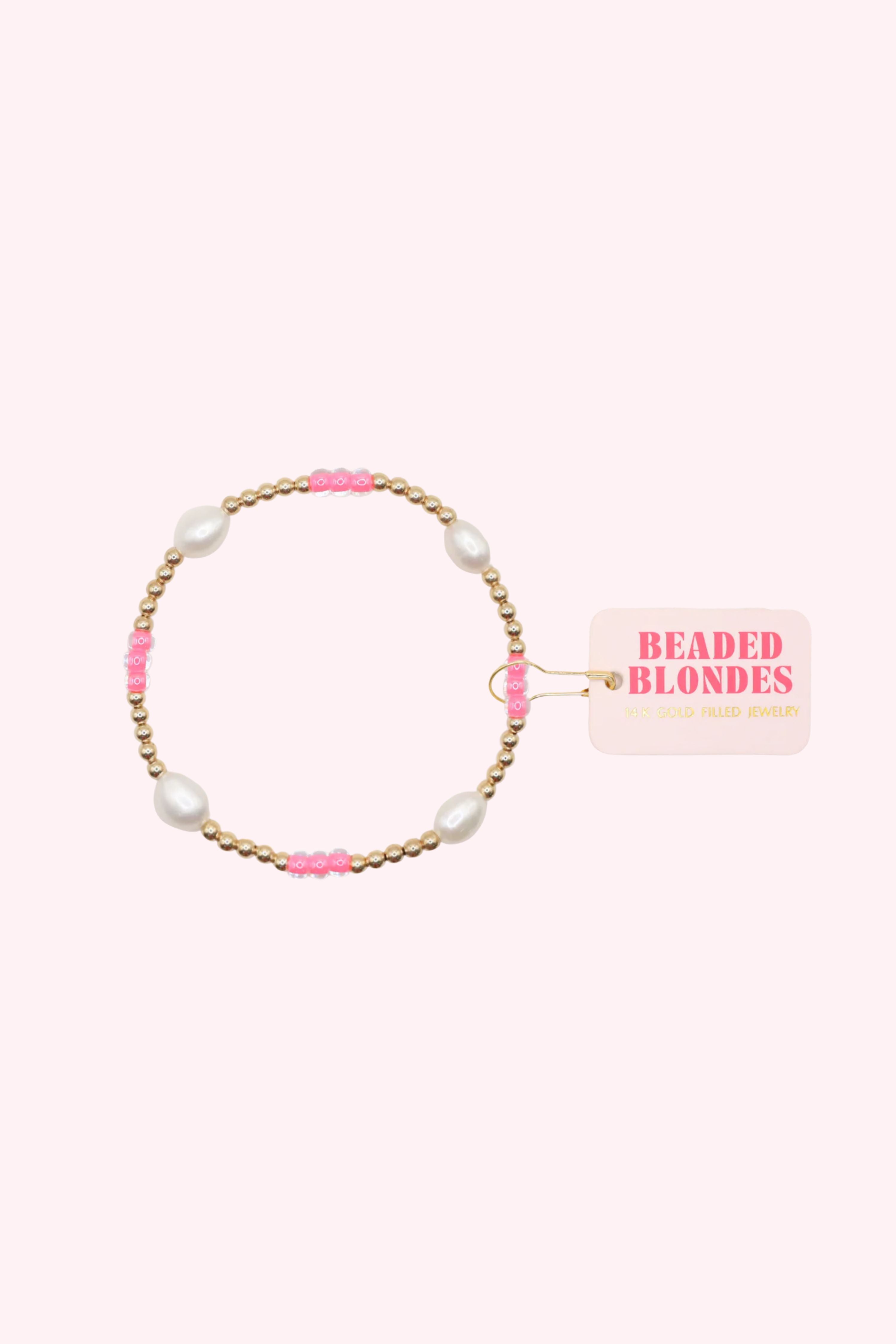 Beaded Blondes: Hot Pink Pearl Poppi Bracelet - Obsession Boutique