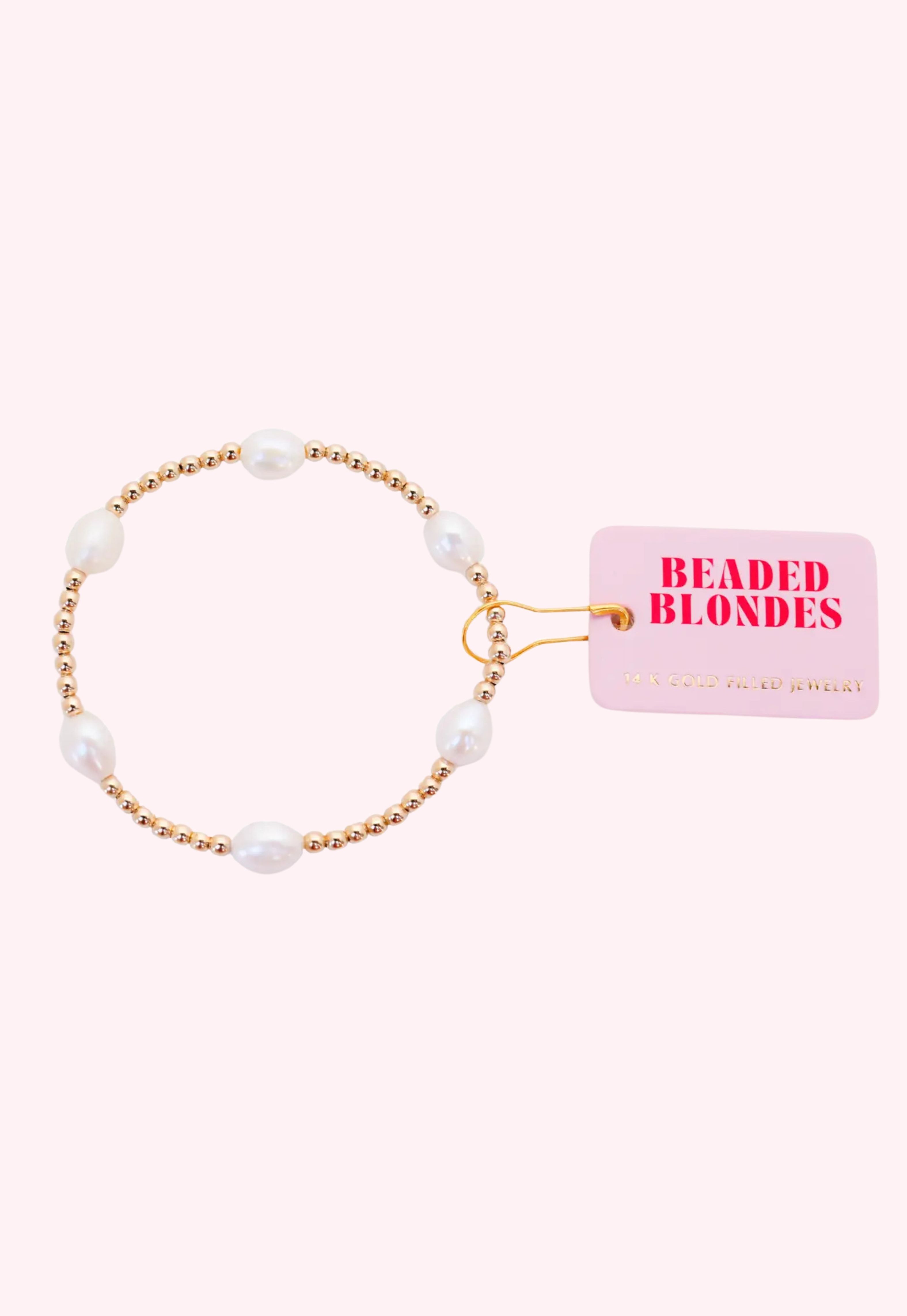 Beaded Blondes: Pearl Poppi Bracelet in Gold - Obsession Boutique