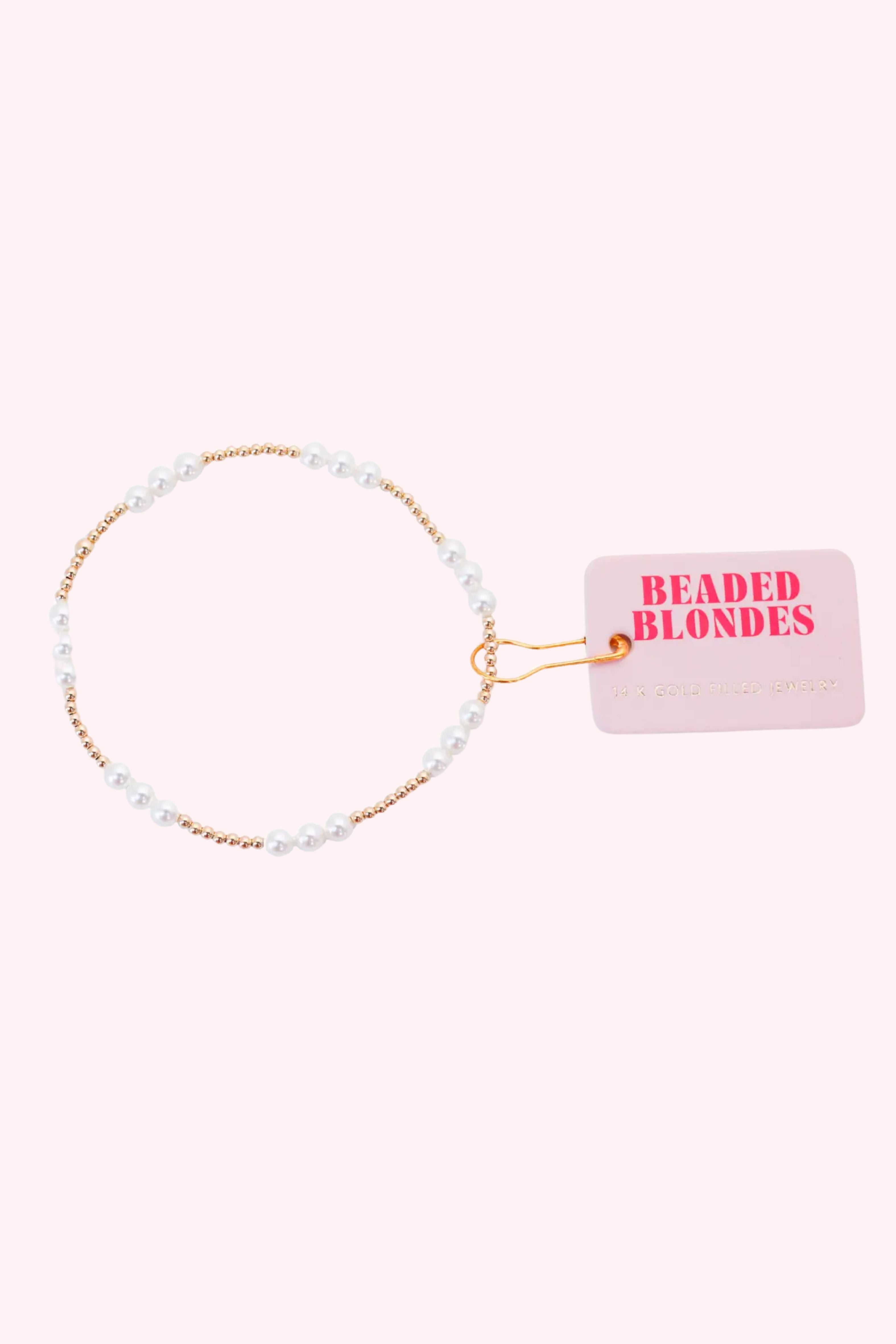 Beaded Blondes: ILY Pearl Bracelet in Gold - Obsession Boutique