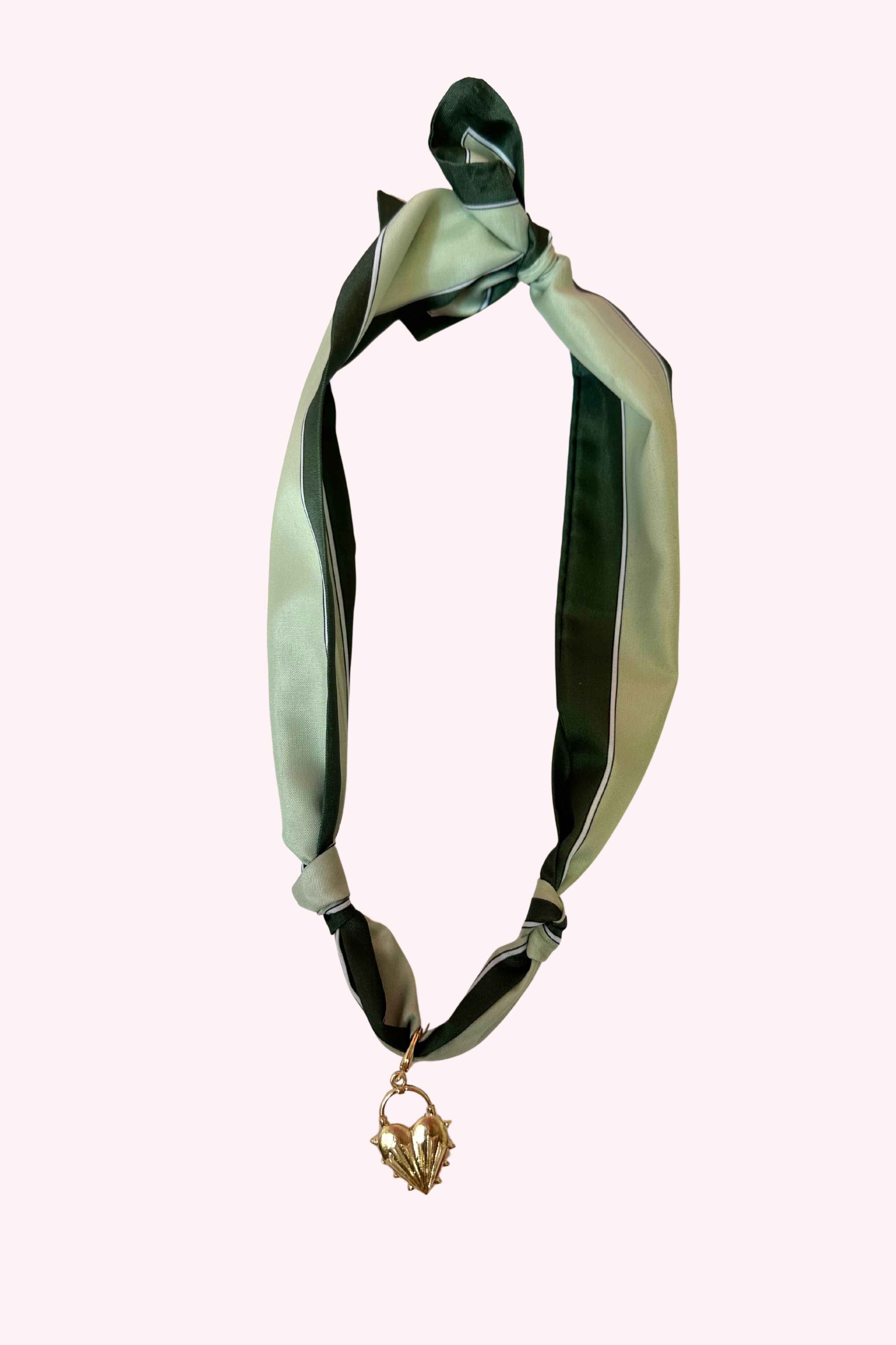 Two Tone Green Scarf Charm Necklace - Obsession Boutique