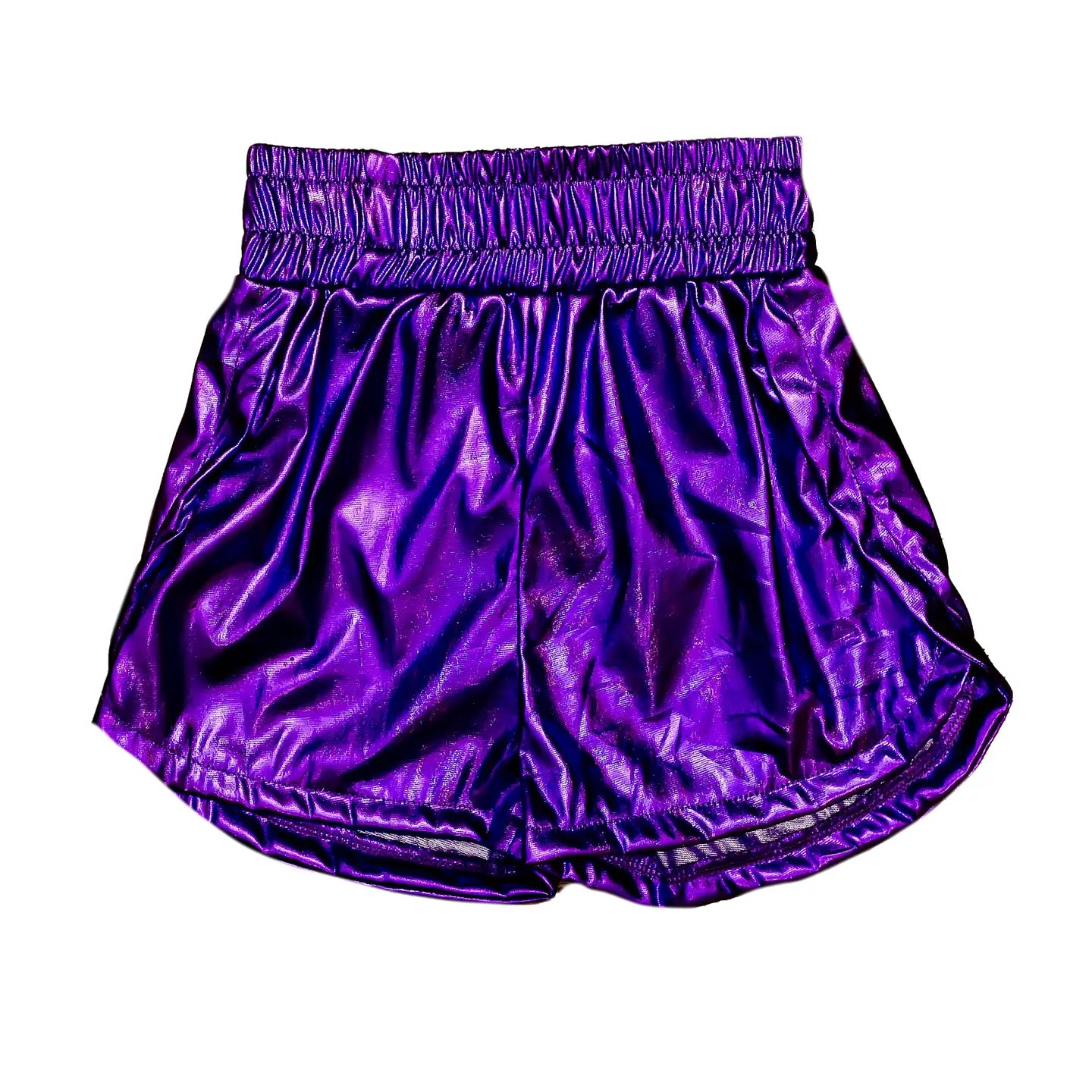Bright Purple Metallic Shorts - Obsession Boutique