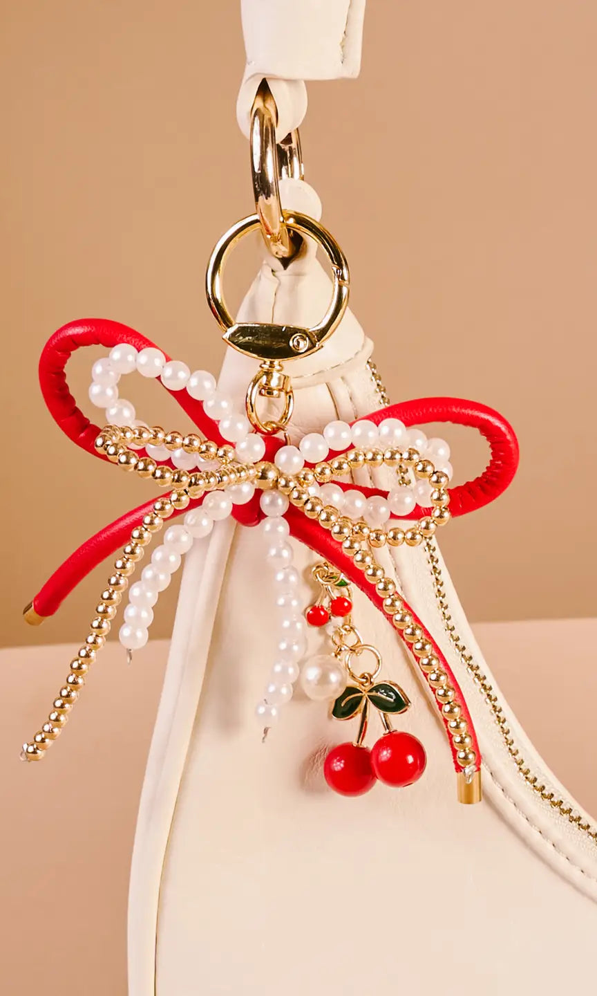 Layered Bows Bag Charm - Cherry Bliss - Obsession Boutique