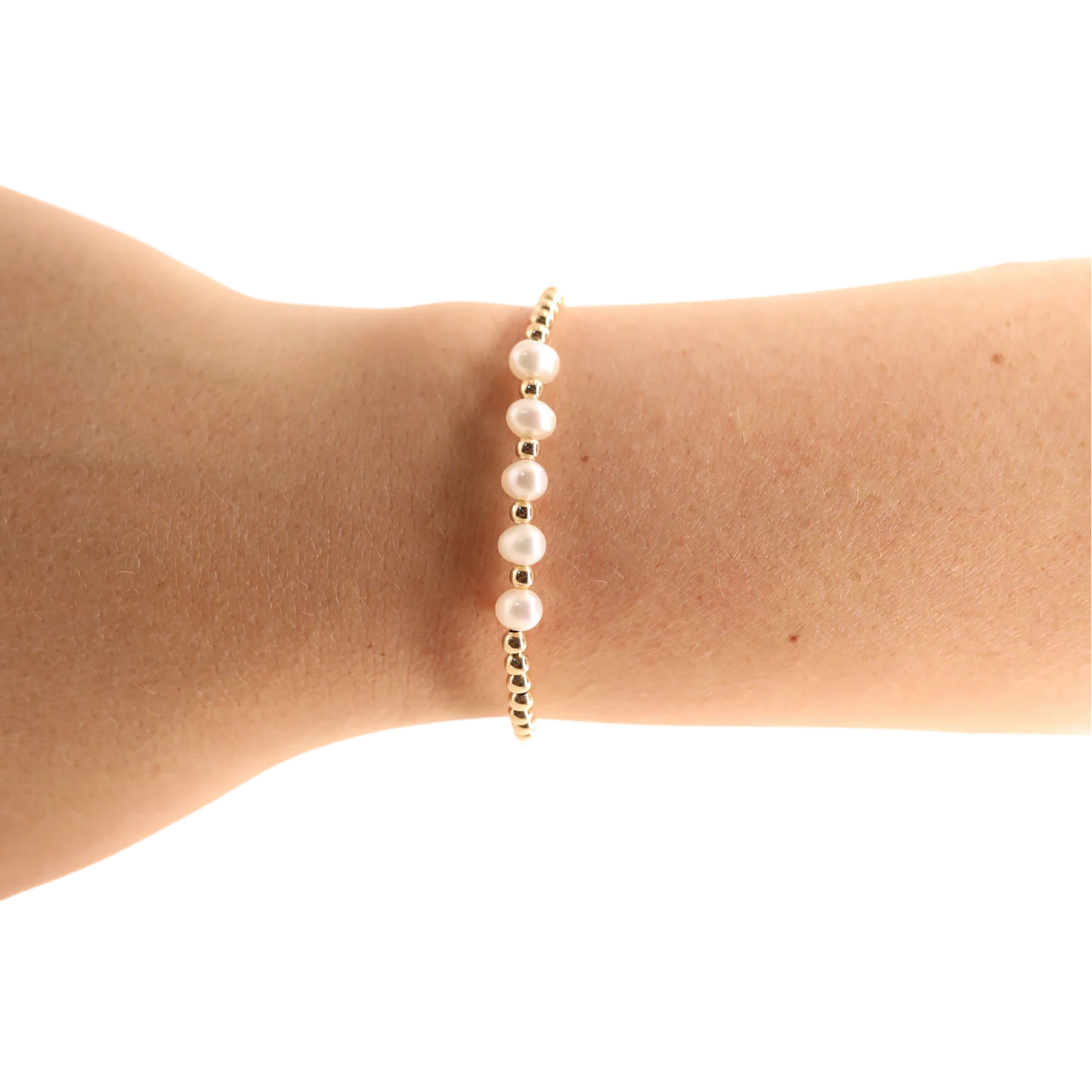 Beaded Blondes: Tatum Pearl Bracelet in Gold - Obsession Boutique