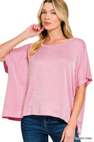Ribbed Striped Oversized Short Sleeve Top - Obsession Boutique