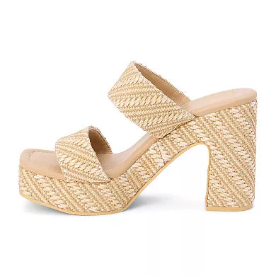 Gem Platform Sandals - Tan Raffia - Obsession Boutique