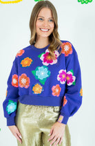 Queen Of Sparkles: Bright Purple Multi Float Flower Sweatshirt - Obsession Boutique