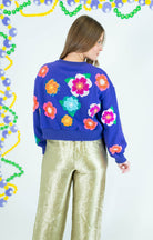 Queen Of Sparkles: Bright Purple Multi Float Flower Sweatshirt - Obsession Boutique