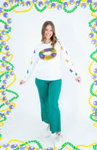 Mardi Gras King Cake Baby Sequin Long Sleeve T-Shirt - Obsession Boutique