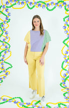 Mardi Gras Color Block Check Crop Blouse - Obsession Boutique