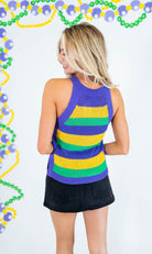 Mardi Gras Striped Halter Neck Sweater Tank Top - Obsession Boutique