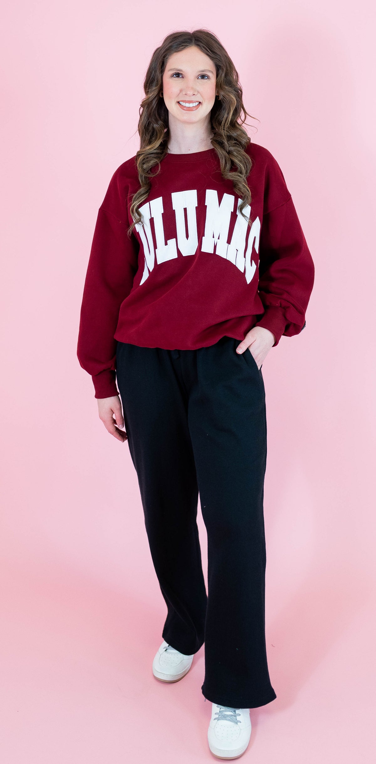 Lulu Mac: Maroon & White Stitch Sweatshirt - Obsession Boutique