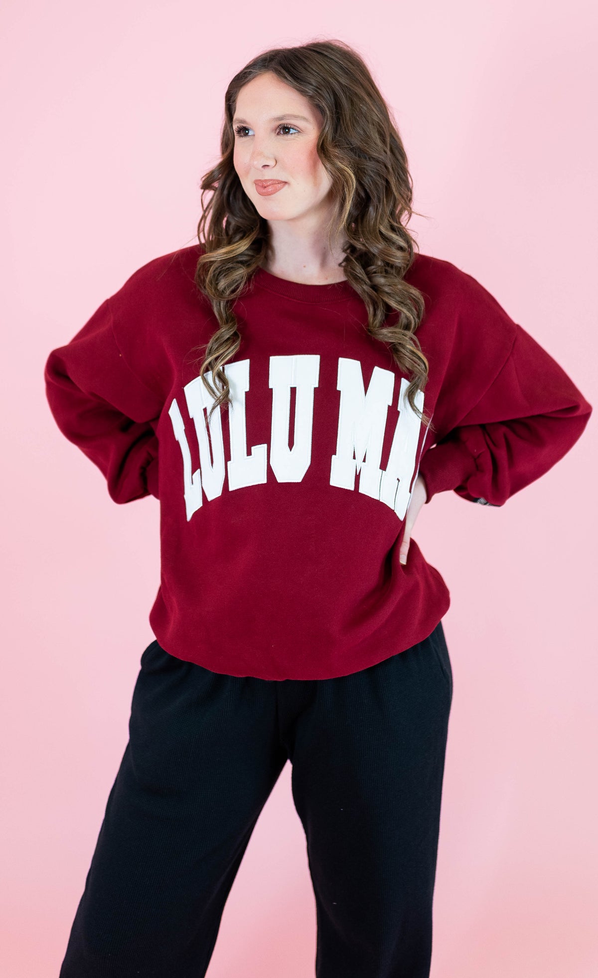 Lulu Mac: Maroon & White Stitch Sweatshirt - Obsession Boutique