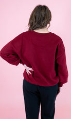 Lulu Mac: Maroon & White Stitch Sweatshirt - Obsession Boutique