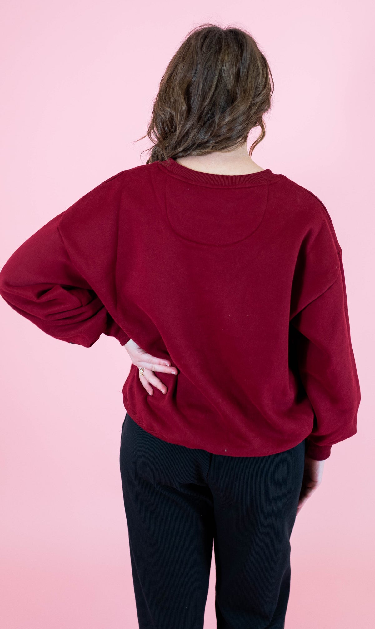 Lulu Mac: Maroon & White Stitch Sweatshirt - Obsession Boutique