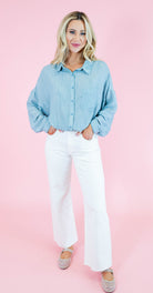 Longer Length Wide Leg Jeans - White - Obsession Boutique