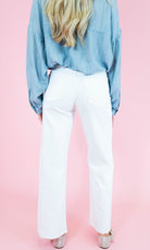 Longer Length Wide Leg Jeans - White - Obsession Boutique