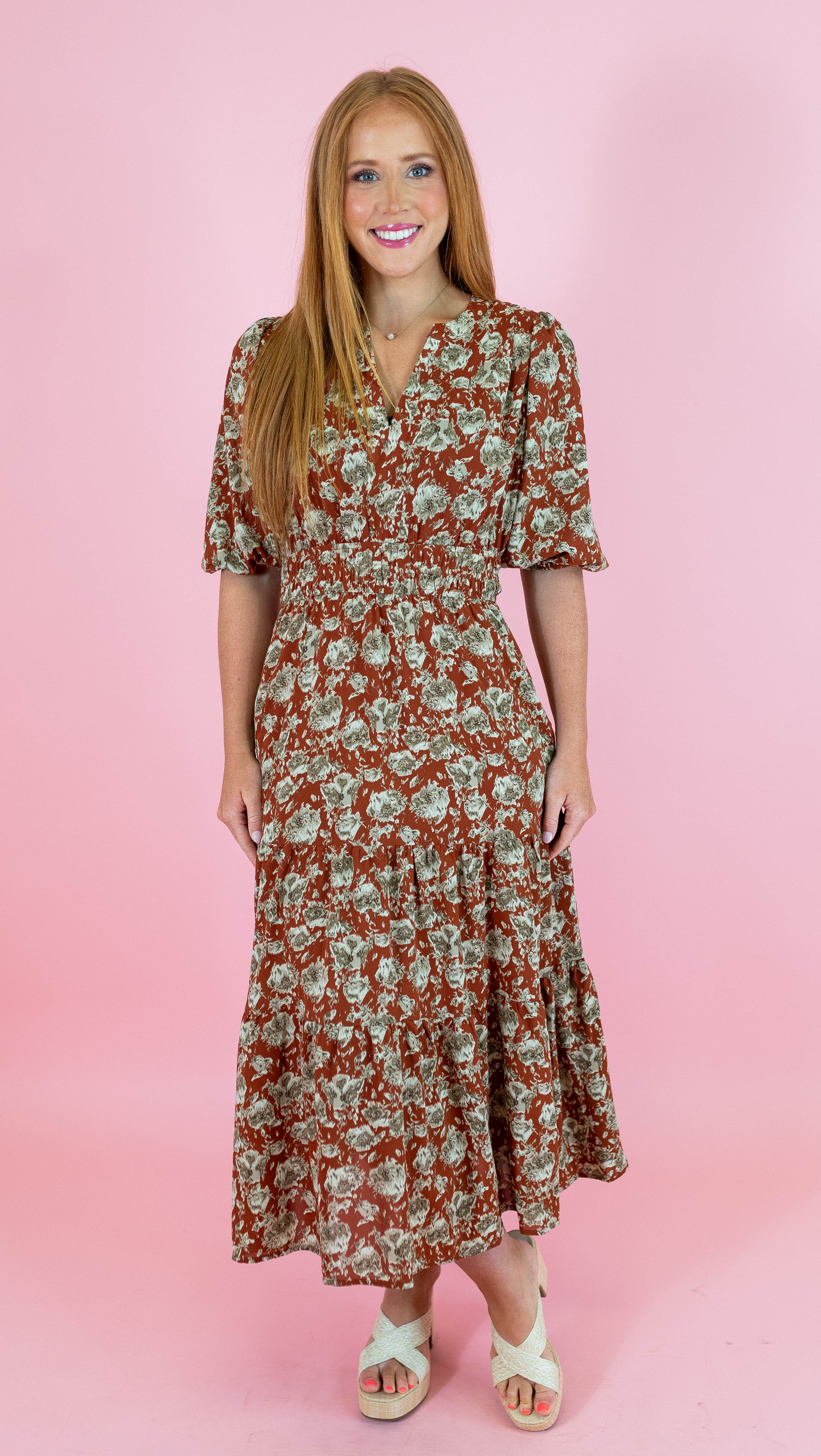 cinnamon midi dress Women's Cinnamon Drop Waist Off-Shoulder Mesh Midi Dress XS/XS/S/M/L/XL/Customize Brown MEAN BLVD Brown / Customize