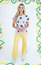 Queen Of Sparkles: Lavender Mardi Gras Doubloon Tee - Obsession Boutique