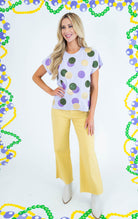 Queen Of Sparkles: Lavender Mardi Gras Doubloon Tee - Obsession Boutique