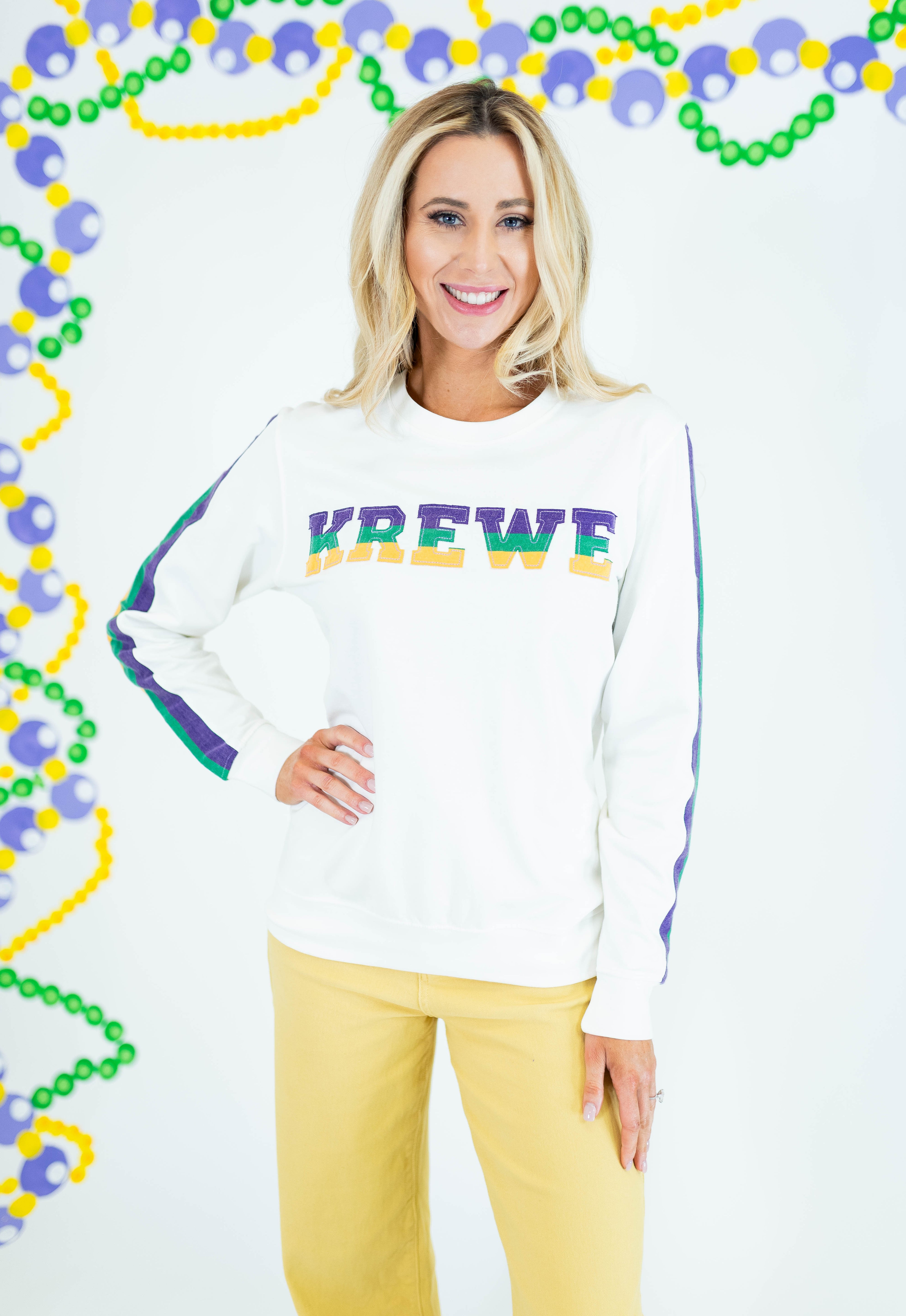 French Terry Vintage Krewe Shirt - Off White - Obsession Boutique