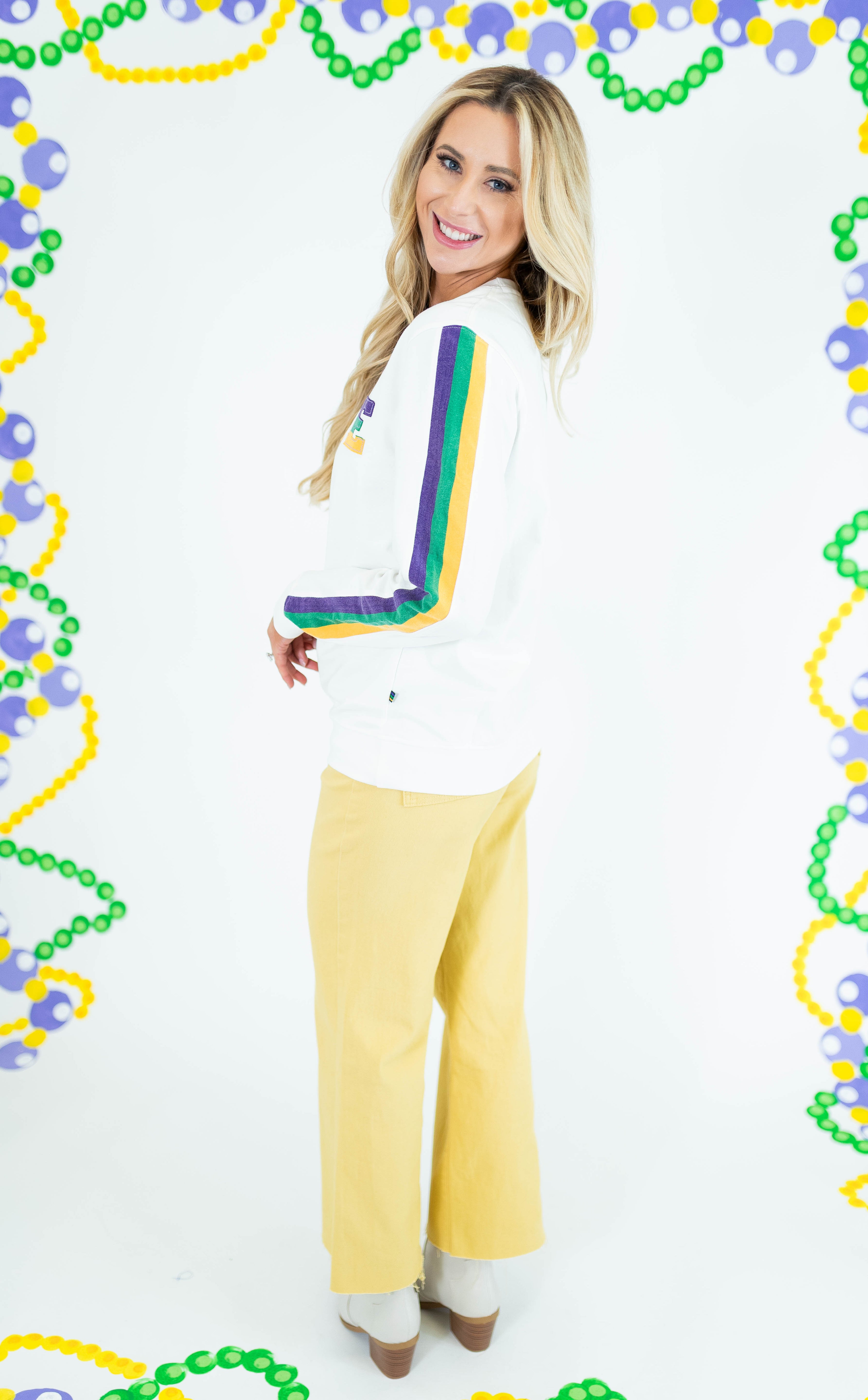 French Terry Vintage Krewe Shirt - Off White - Obsession Boutique
